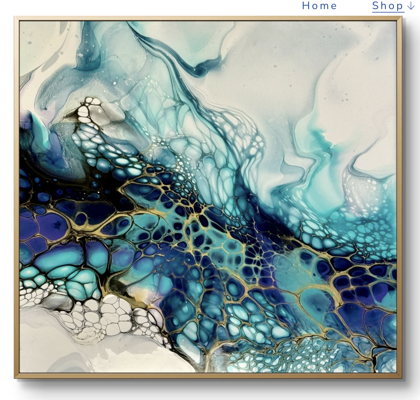 Karen Durishin, Bonanza, Framed 18x18, acrylics on canvas; $600.00 Email: waterfallacrylics@gmail.com