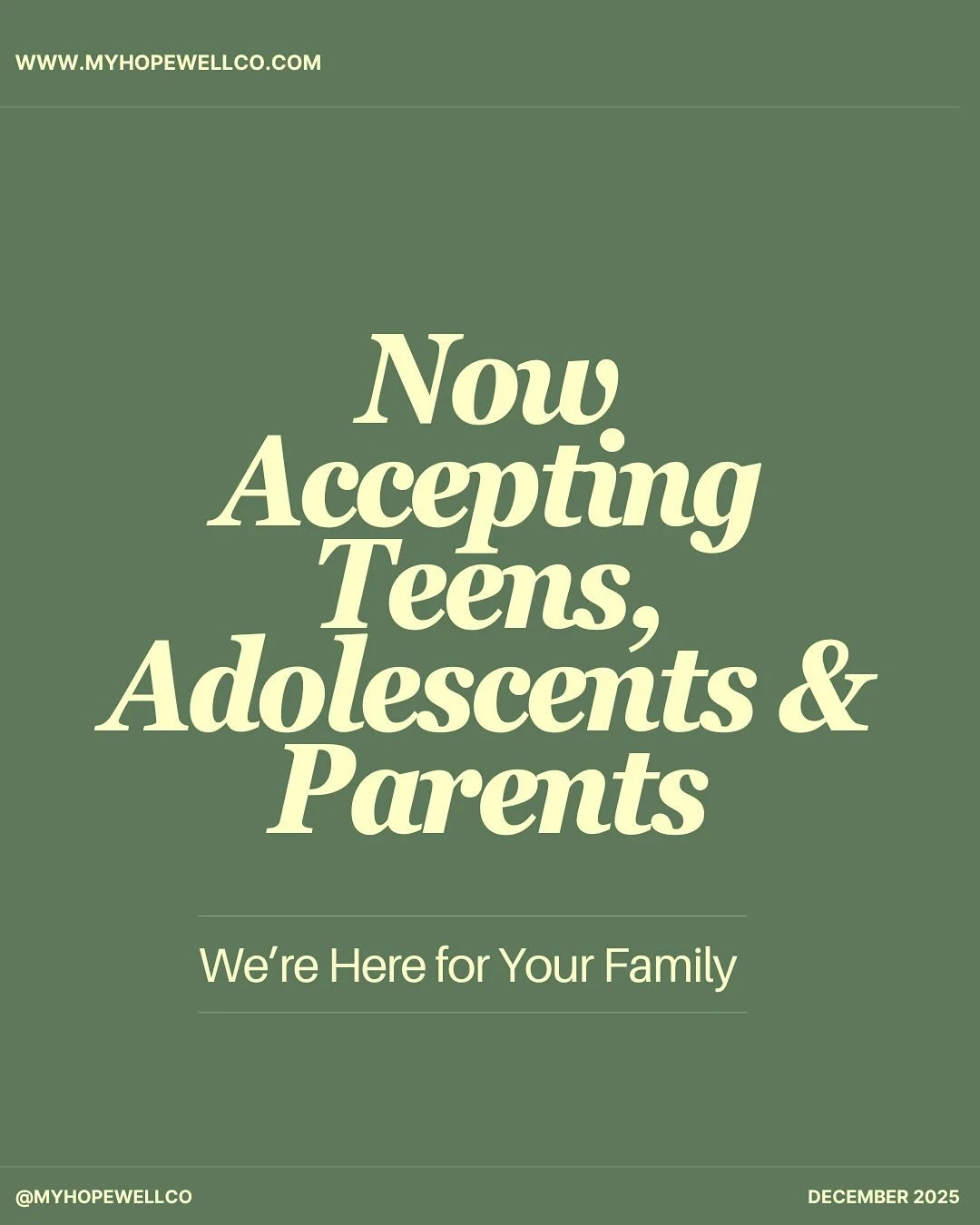 Embarking a new journey towards mental wellness can feel overwhelming, but you don&rsquo;t have to navigate it alone.
At My Hopewell Co. we provide warm, professional, and understanding space where teens, adolescent, and parents can find the support 