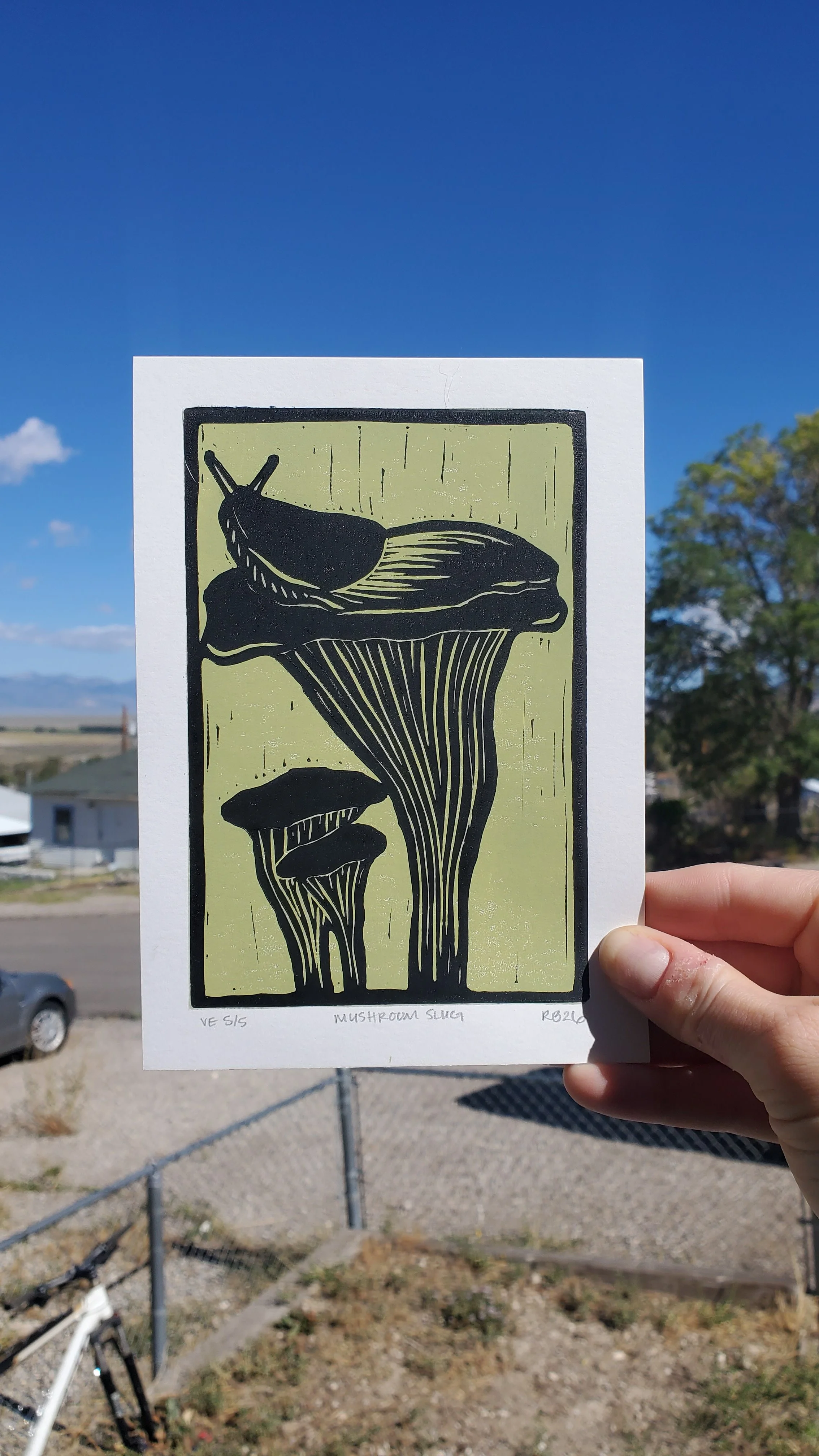 Mushroom Slug Block Print