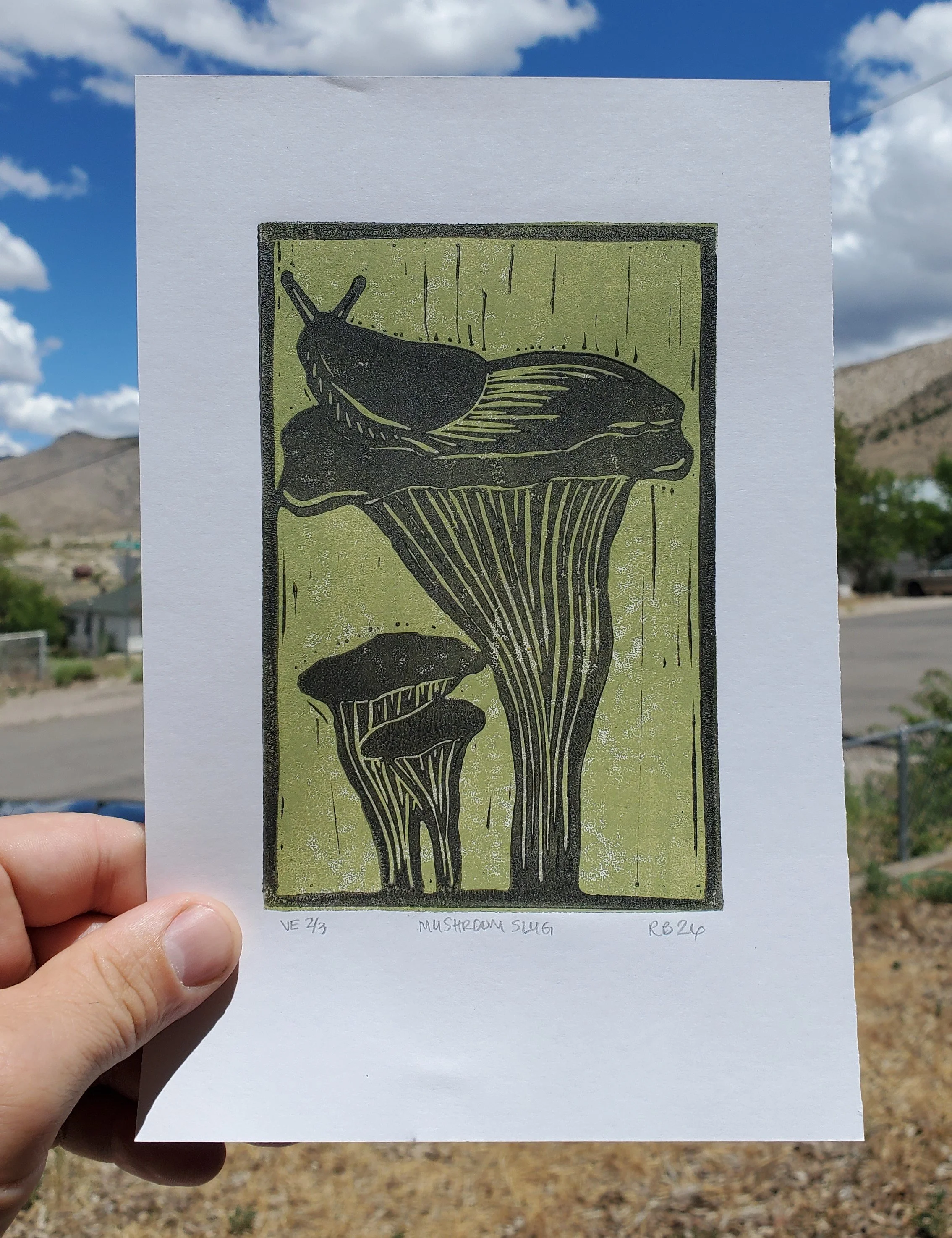 Mushroom Slug Block Print