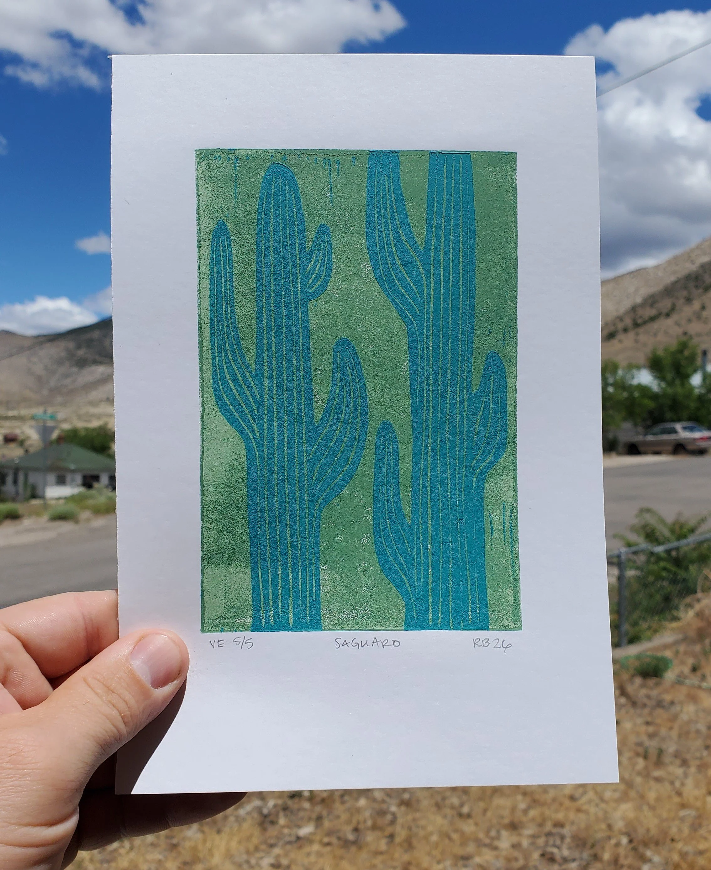 Saguaro Block Print