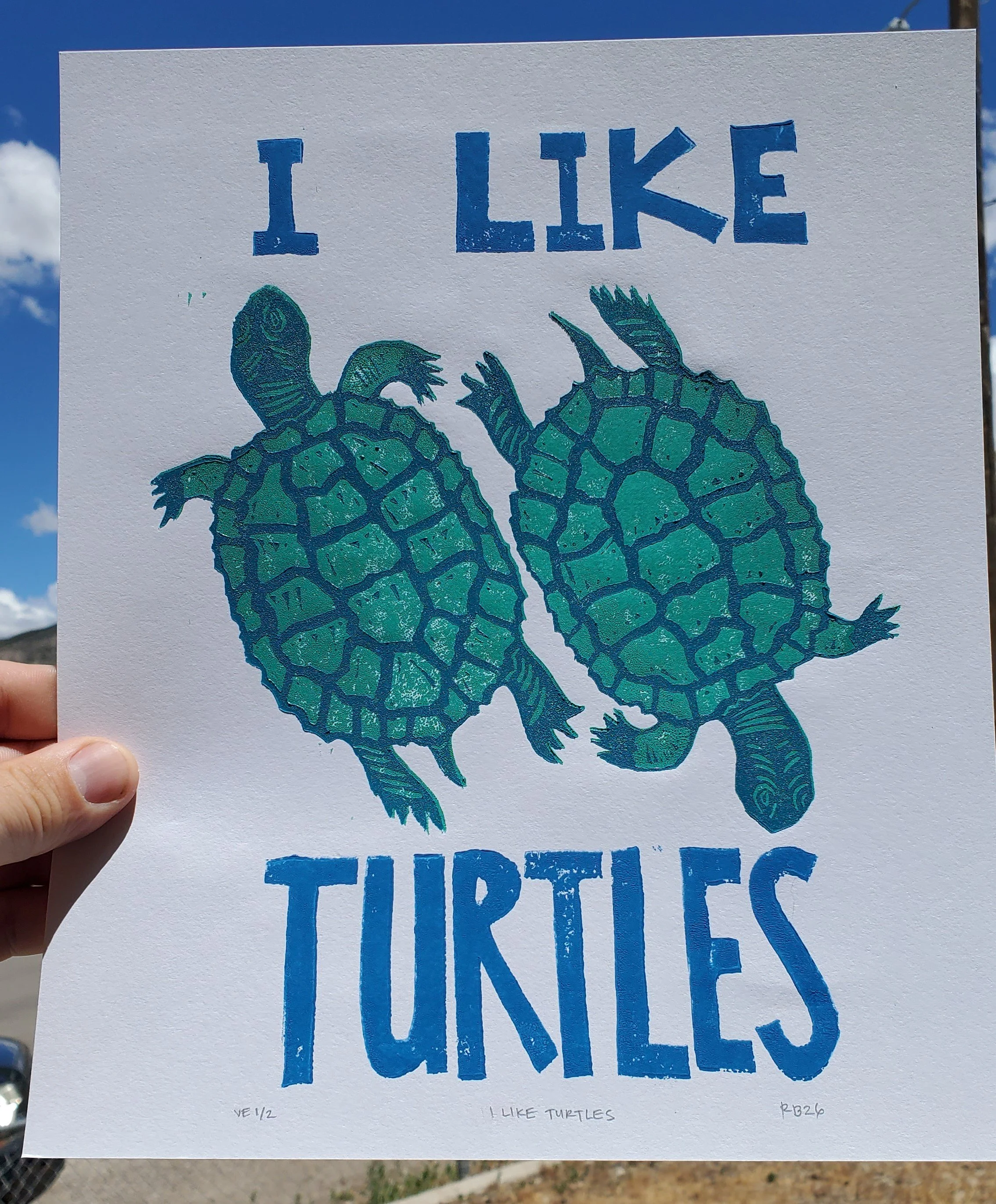 I Like Turtles Block Print
