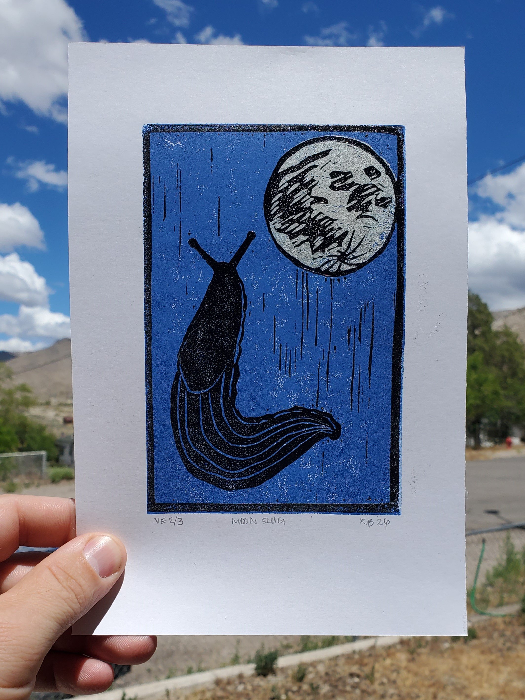 Moon Slug Block Print