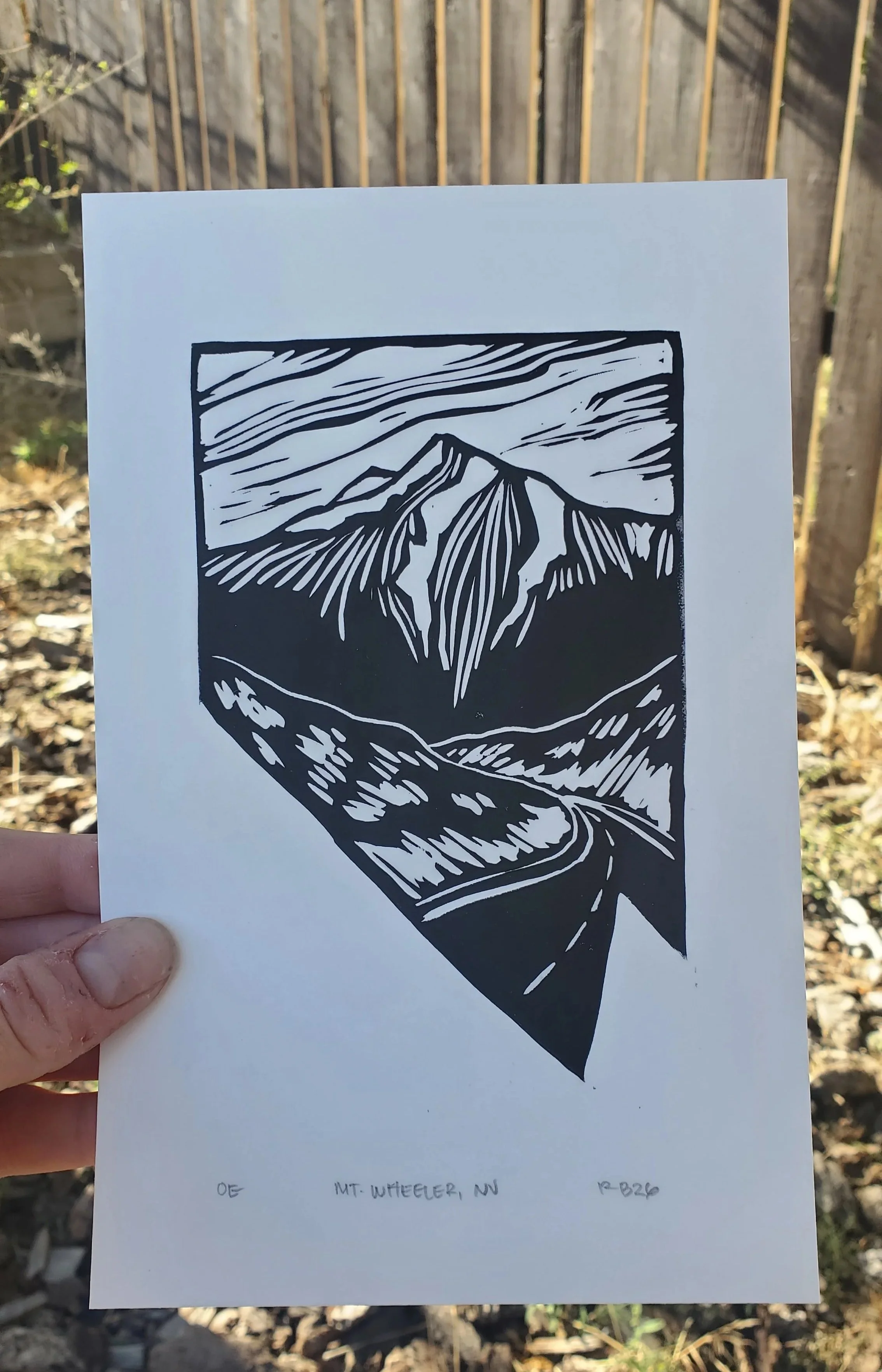 Mt. Wheeler, NV Block Print