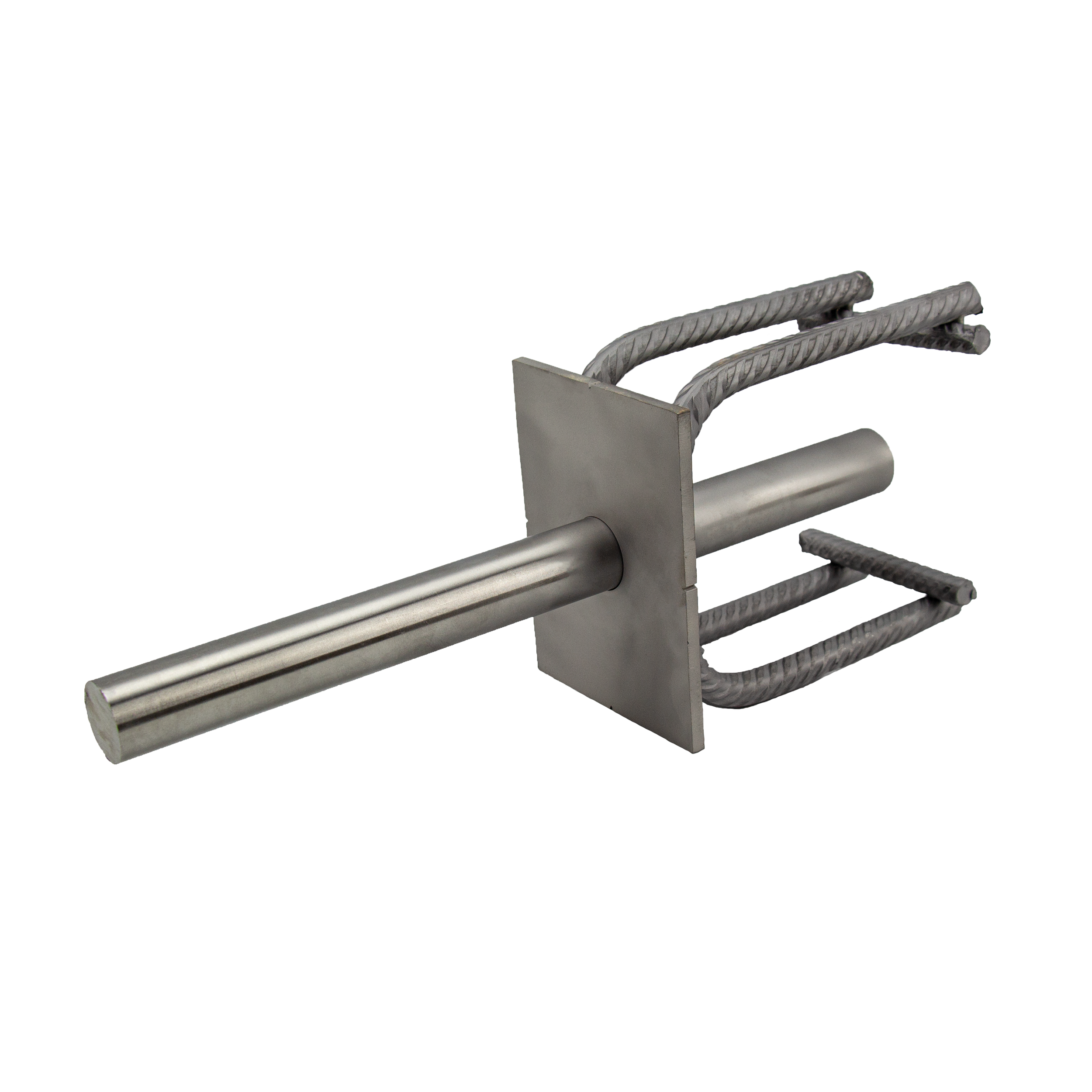 Metallischer Heizstab mit Isolierung und Elektrokabeln, technische Komponente.