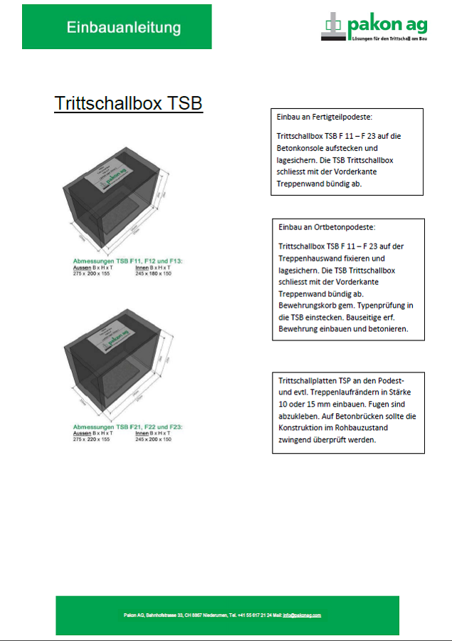Einbauanleitung Schall- Isobox TSB