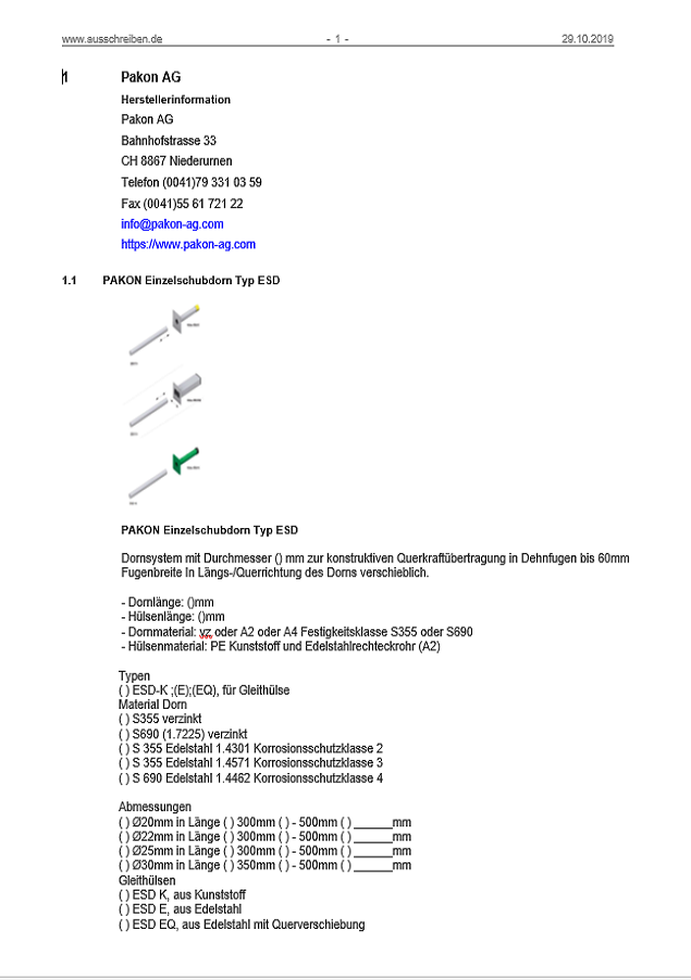 TENDERING TEXTS FOR INFORMATION AND USE BY PLANNERS