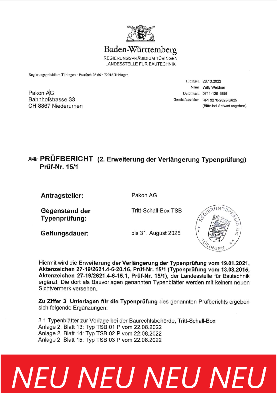 Typenprüfung Erweiterung TSB 01-03