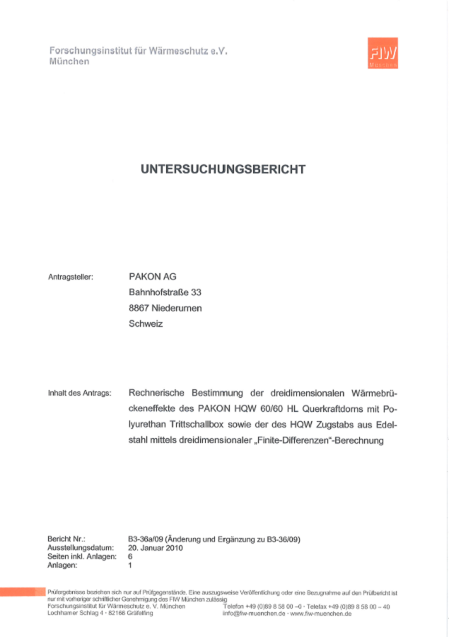 Wärmebrückennachweis HQW Zuganker und Schall-Isodorn HQW®