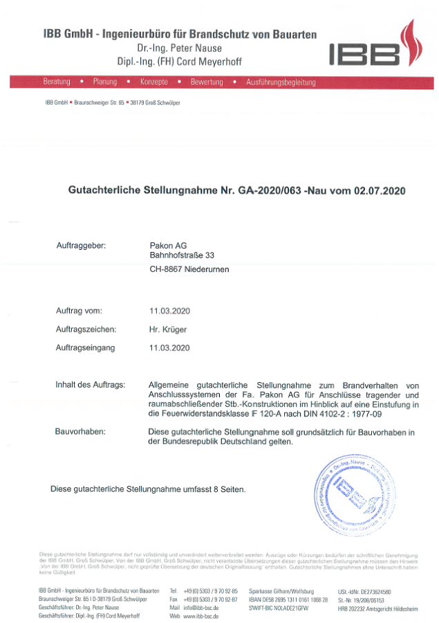 Gutachterliche Stellungnahme des Branschutzgutachten für die BRD 