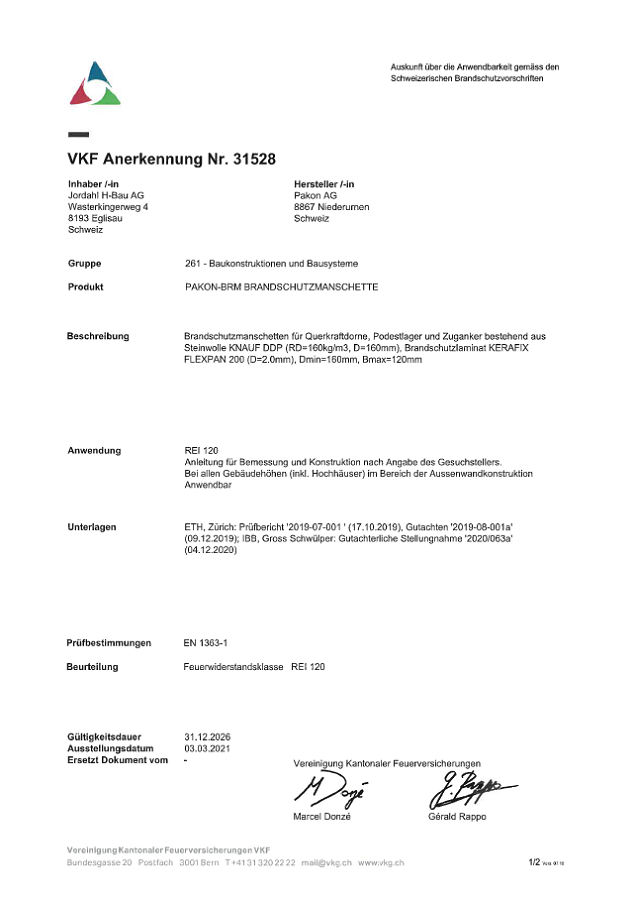 VKF Zertifikat BRM REI 120