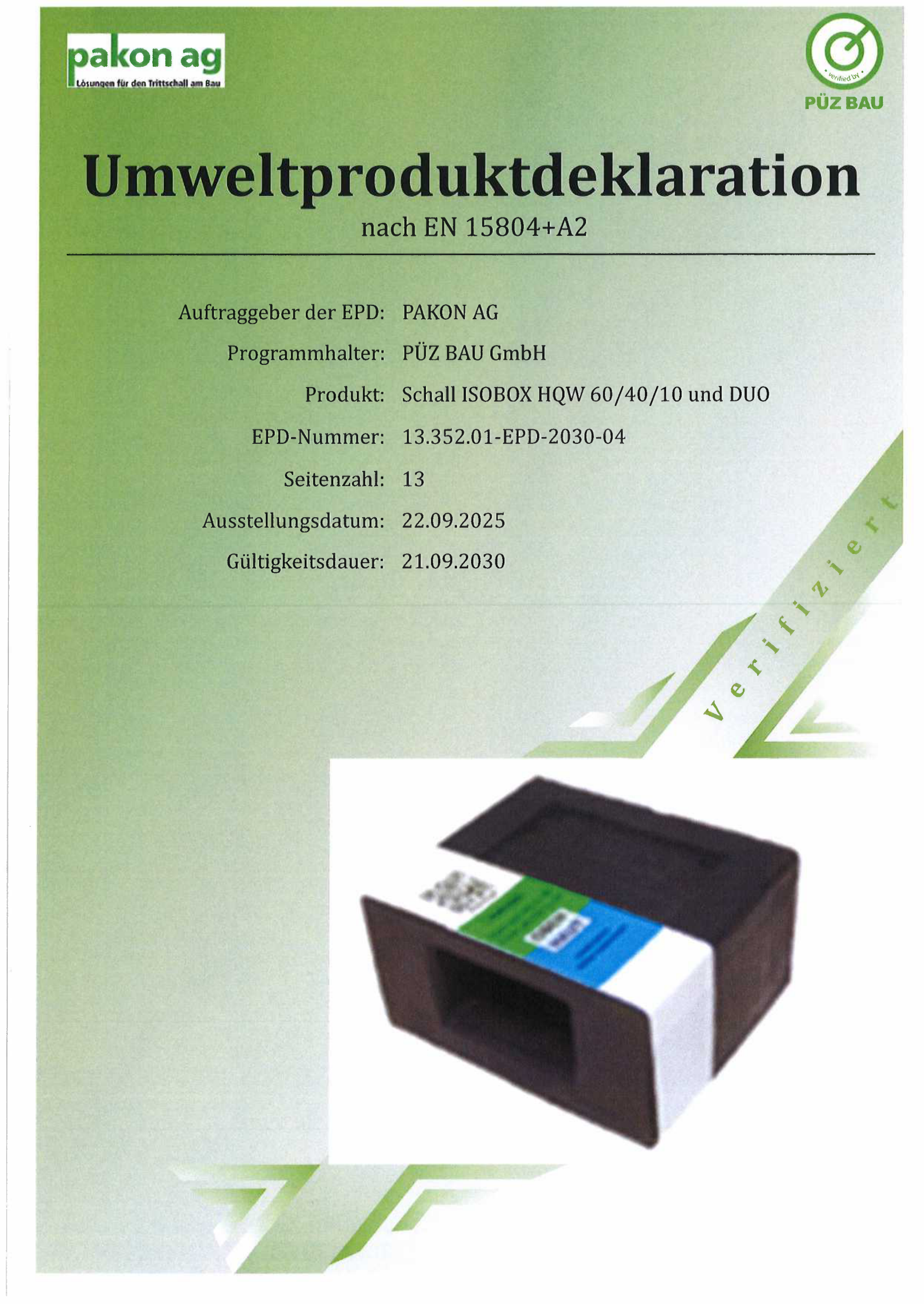 Schall-ISODORN HQW® Schallbox 60/40