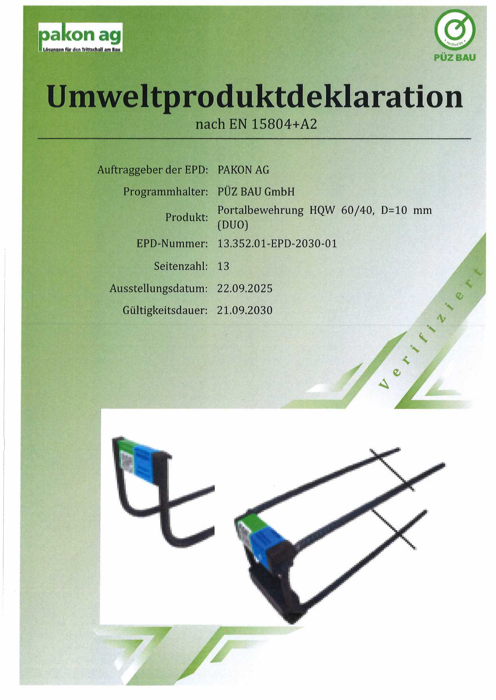 Schall-ISODORN HQW® Portalbewehrung 60/40