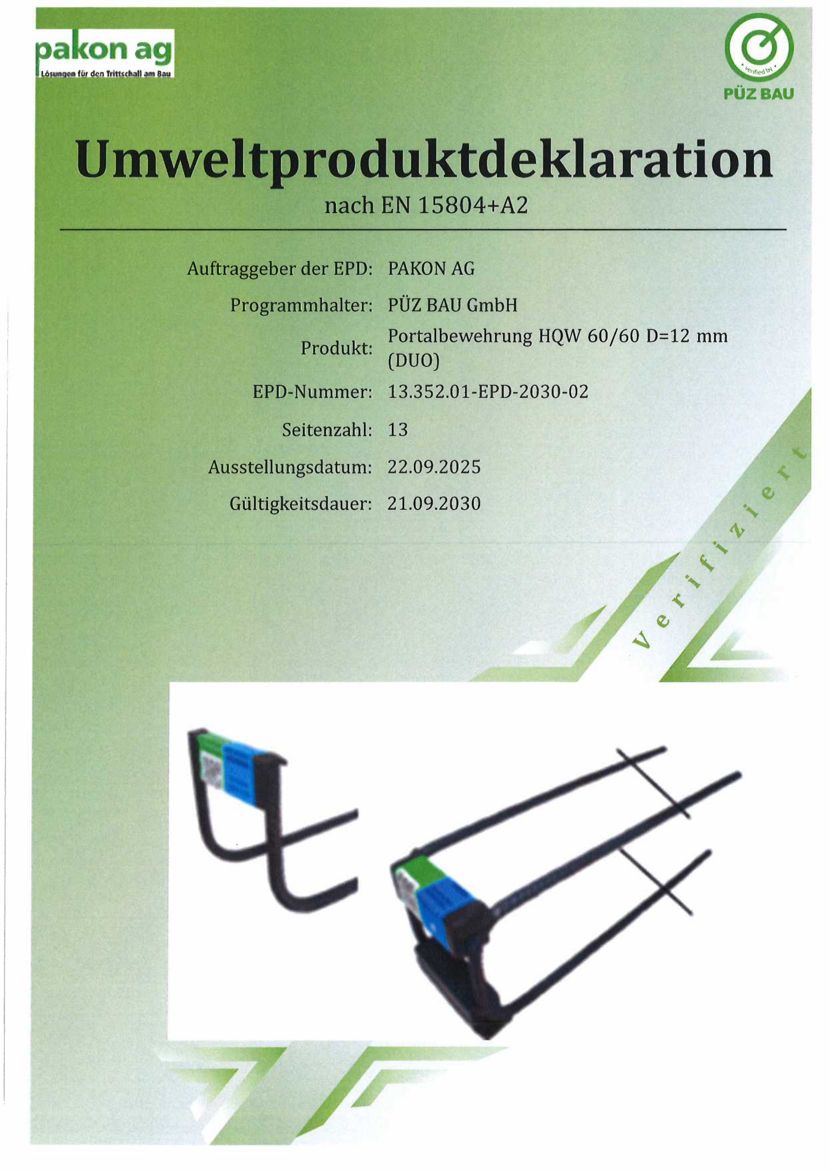 Schall-ISODORN HQW® Portalbewehrung 60/60