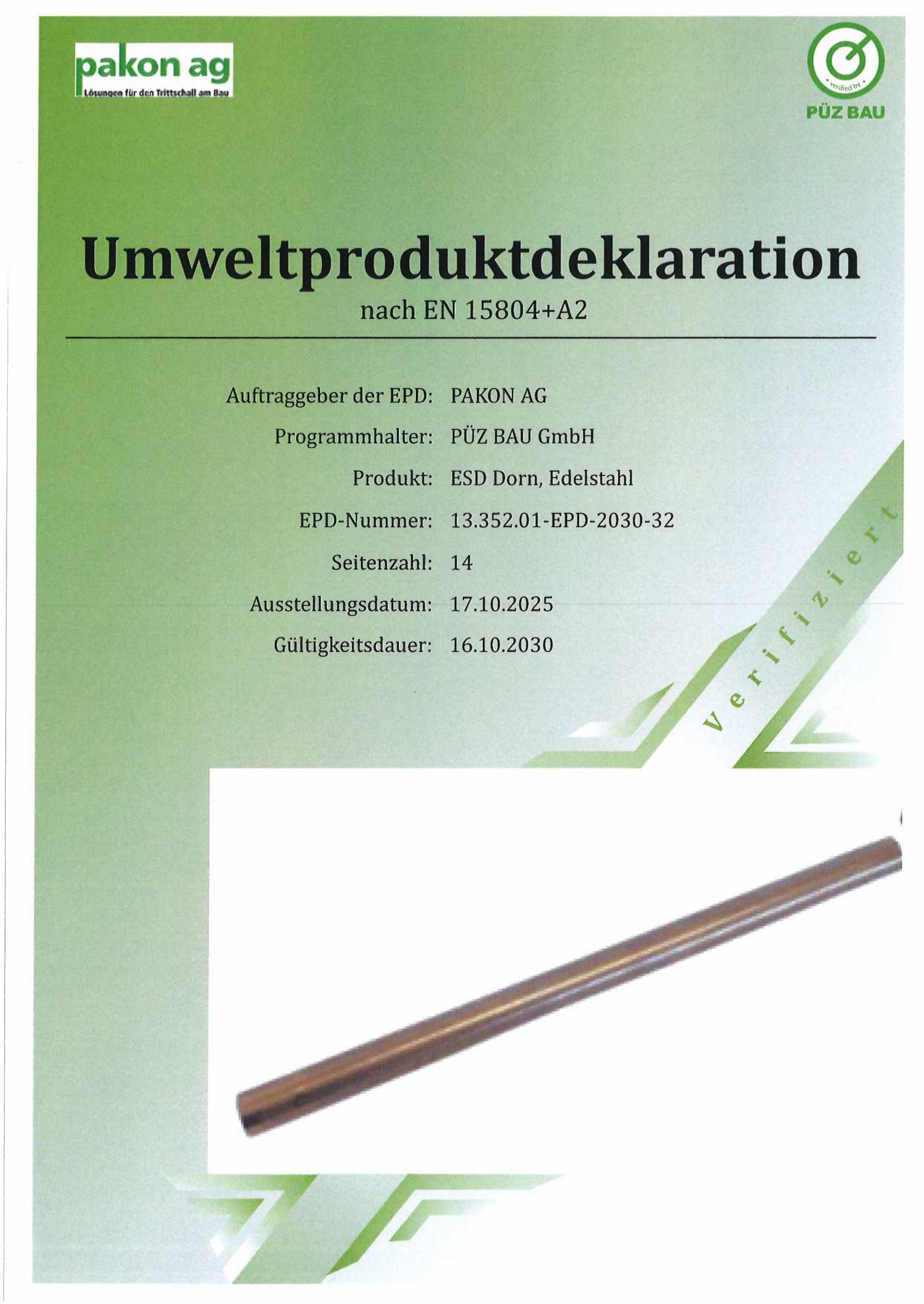 Einzelschubdorn ESD Edelstahl