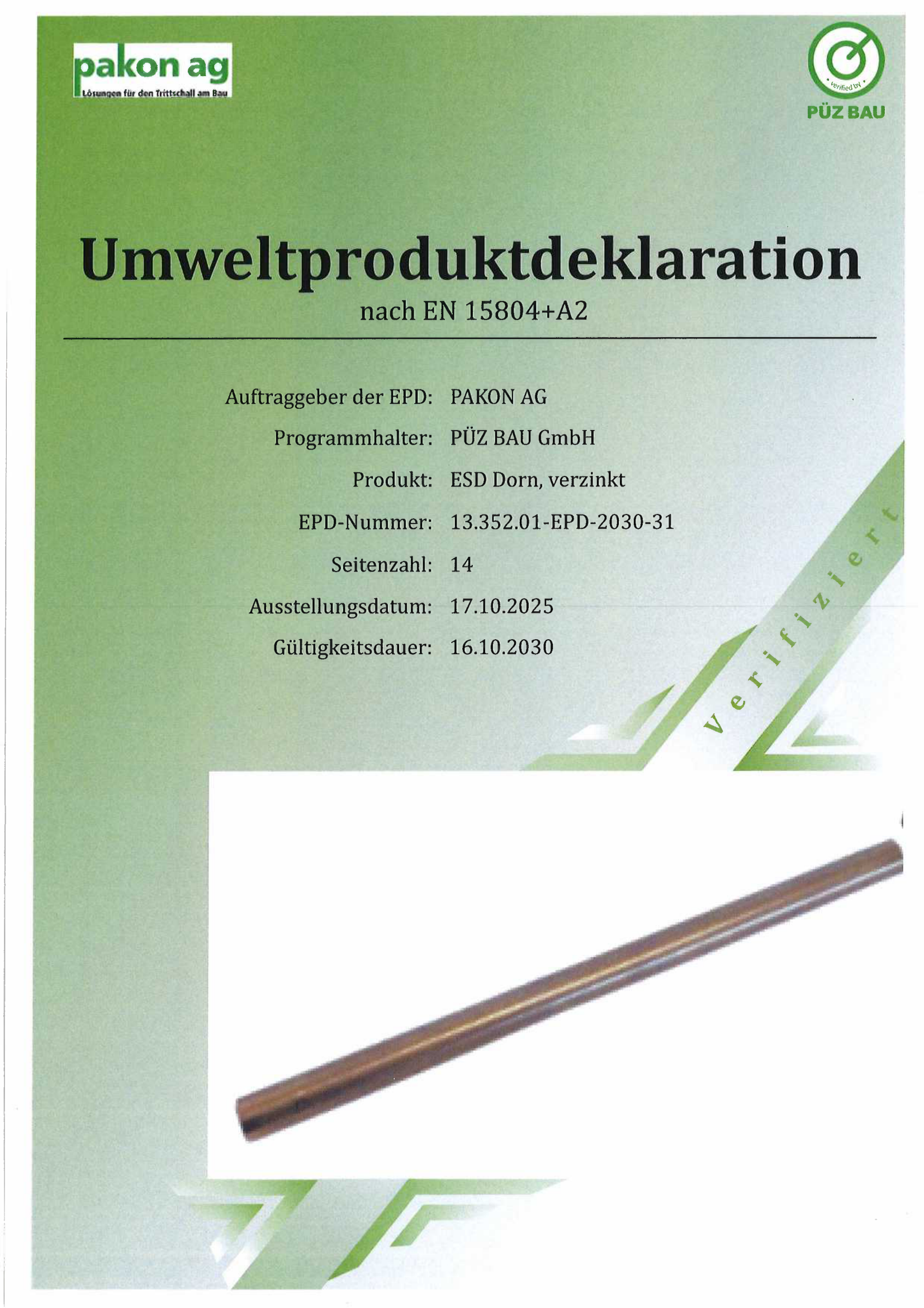 EPD ESD Dorn verzinkt