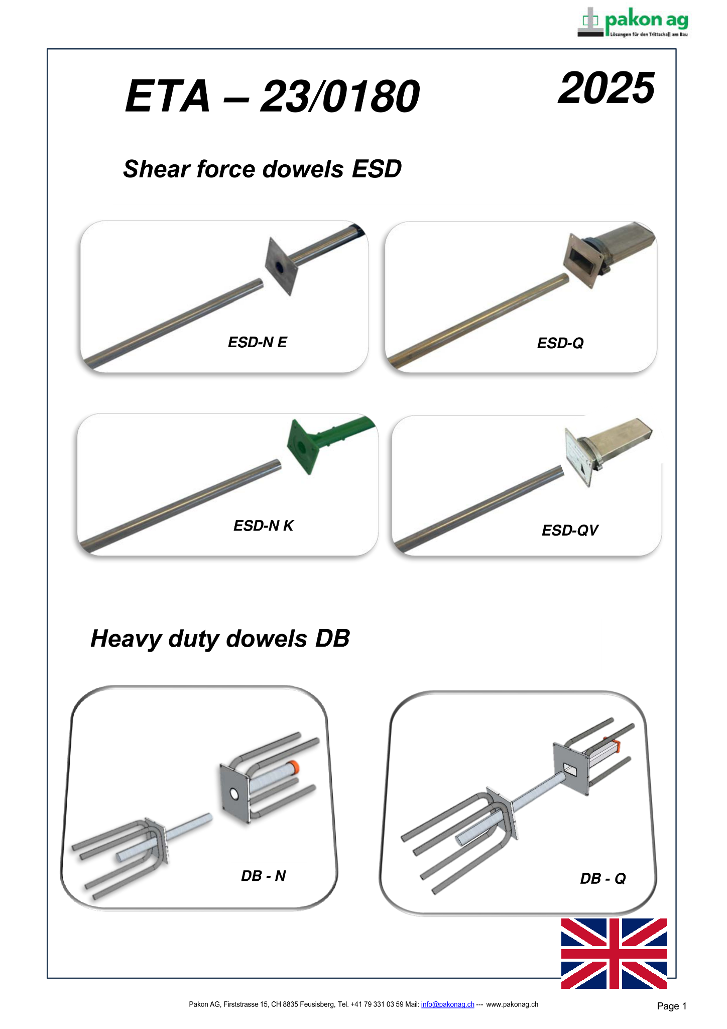 Prospekt Querkraft und Schwerlastdorne englisch