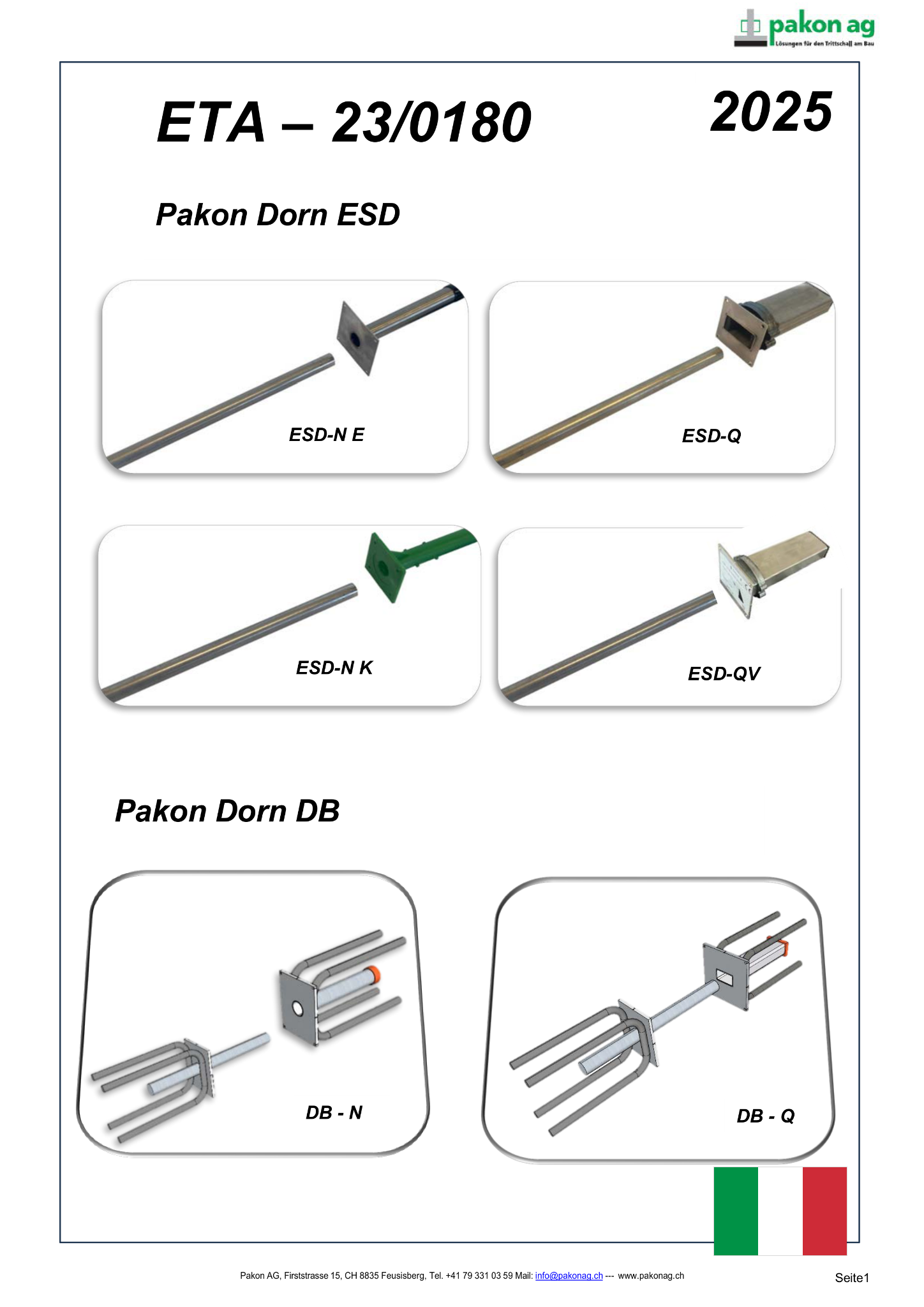 Prospekt Querkraft und Schwerlastdorne italienisch