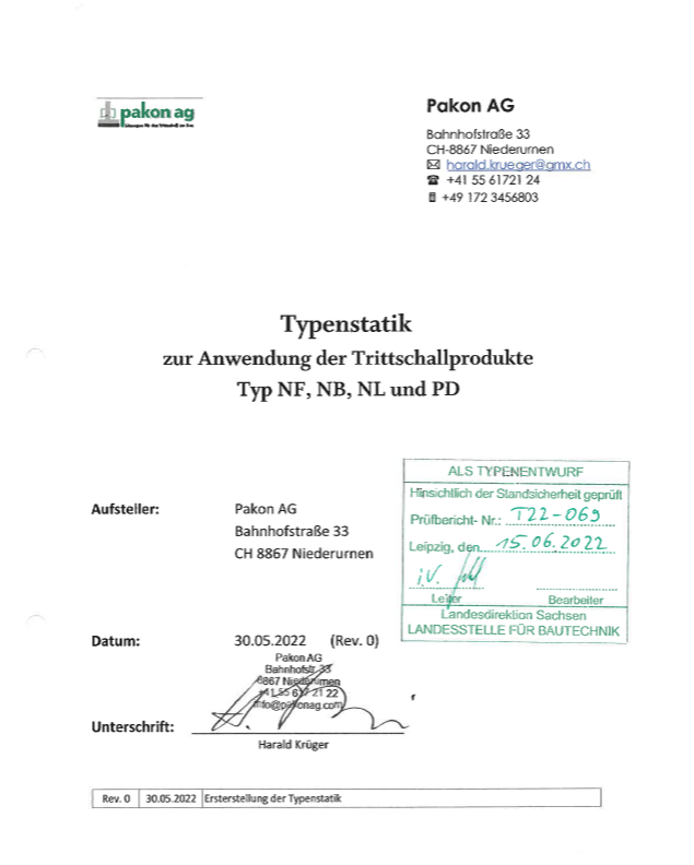 Ergänzung TreLa NF1, NB1 Typenstatik