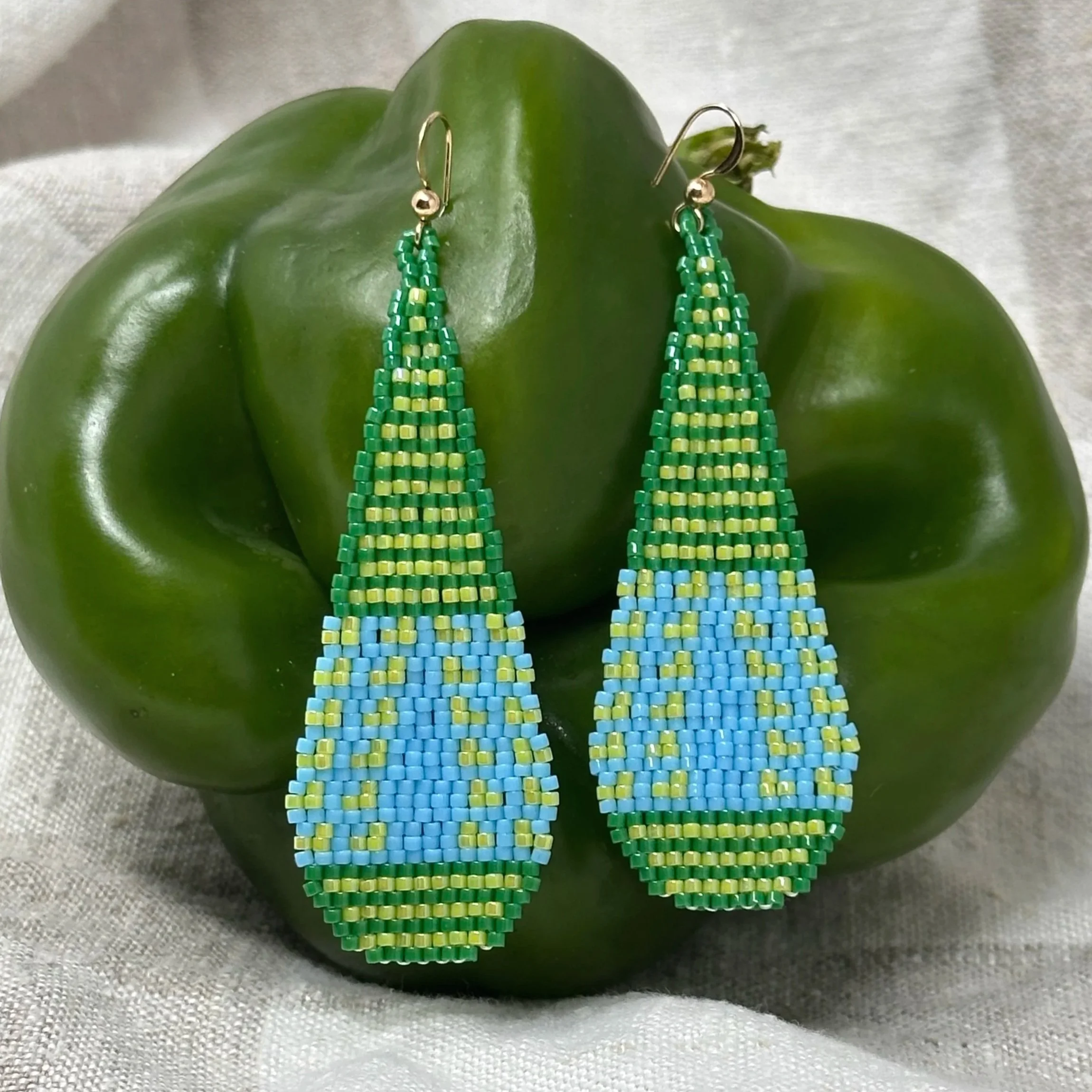 Green Sprout Beaded Earrings