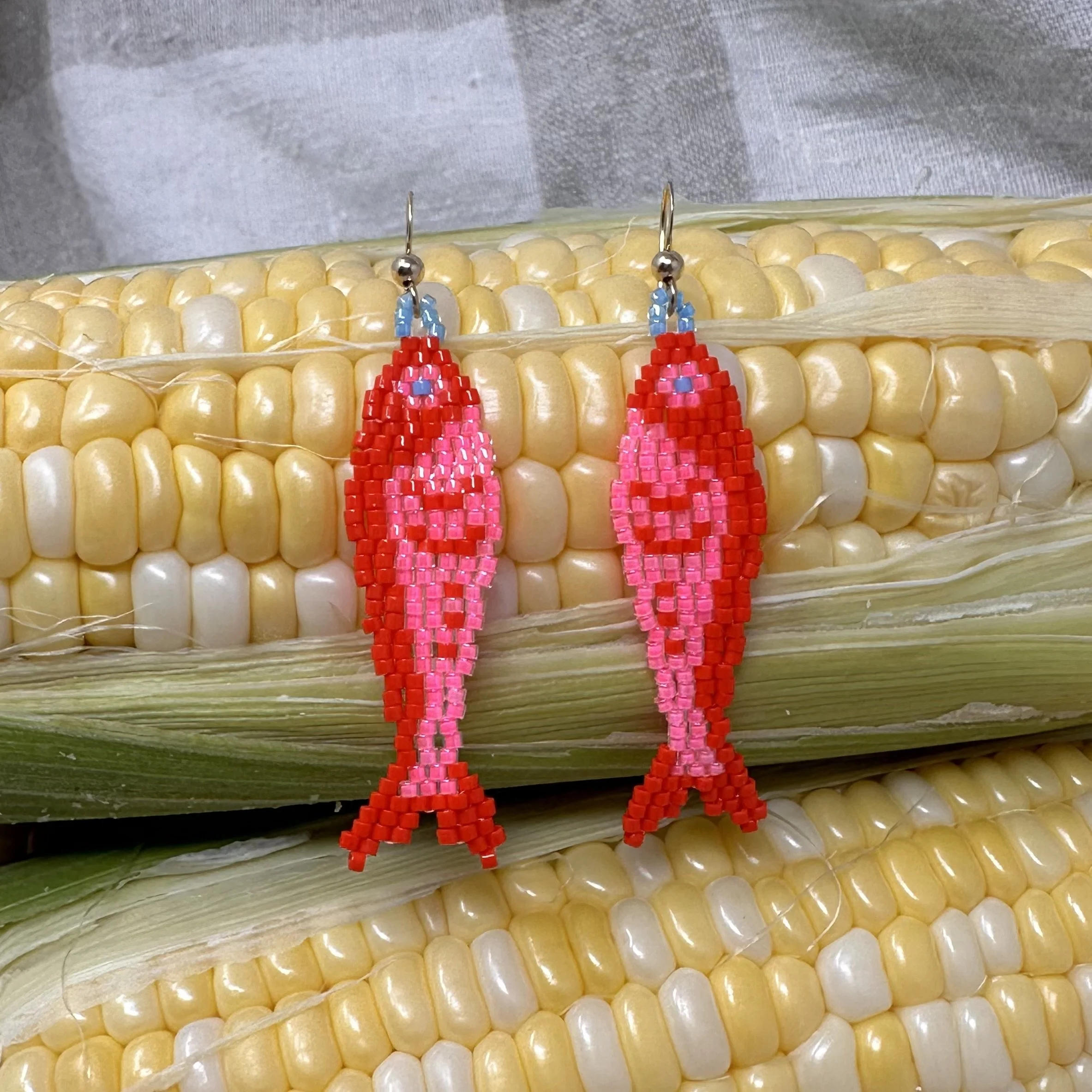 Summer Sardine Beaded Earrings