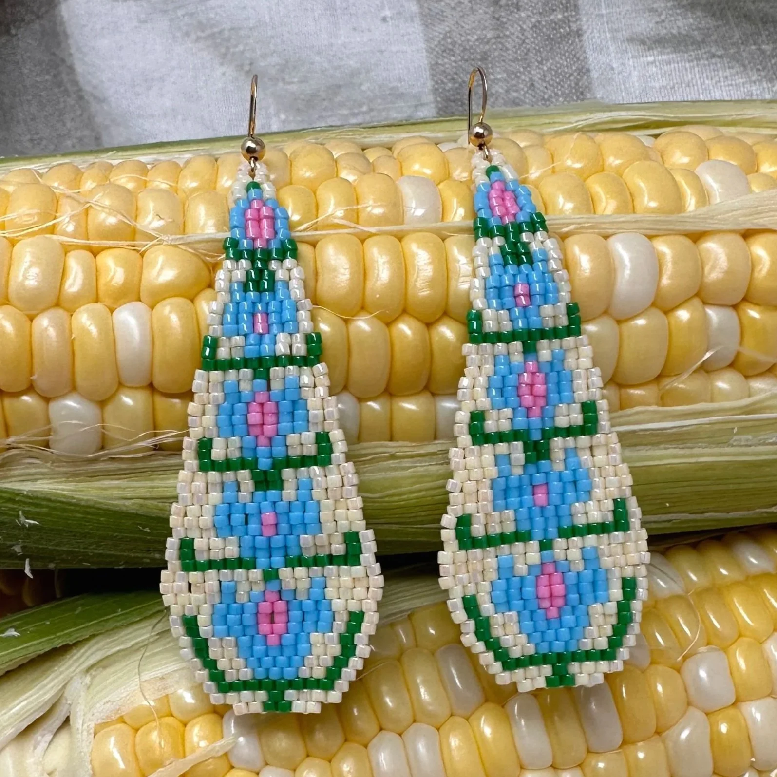Forget-Me-Not Beaded Earrings