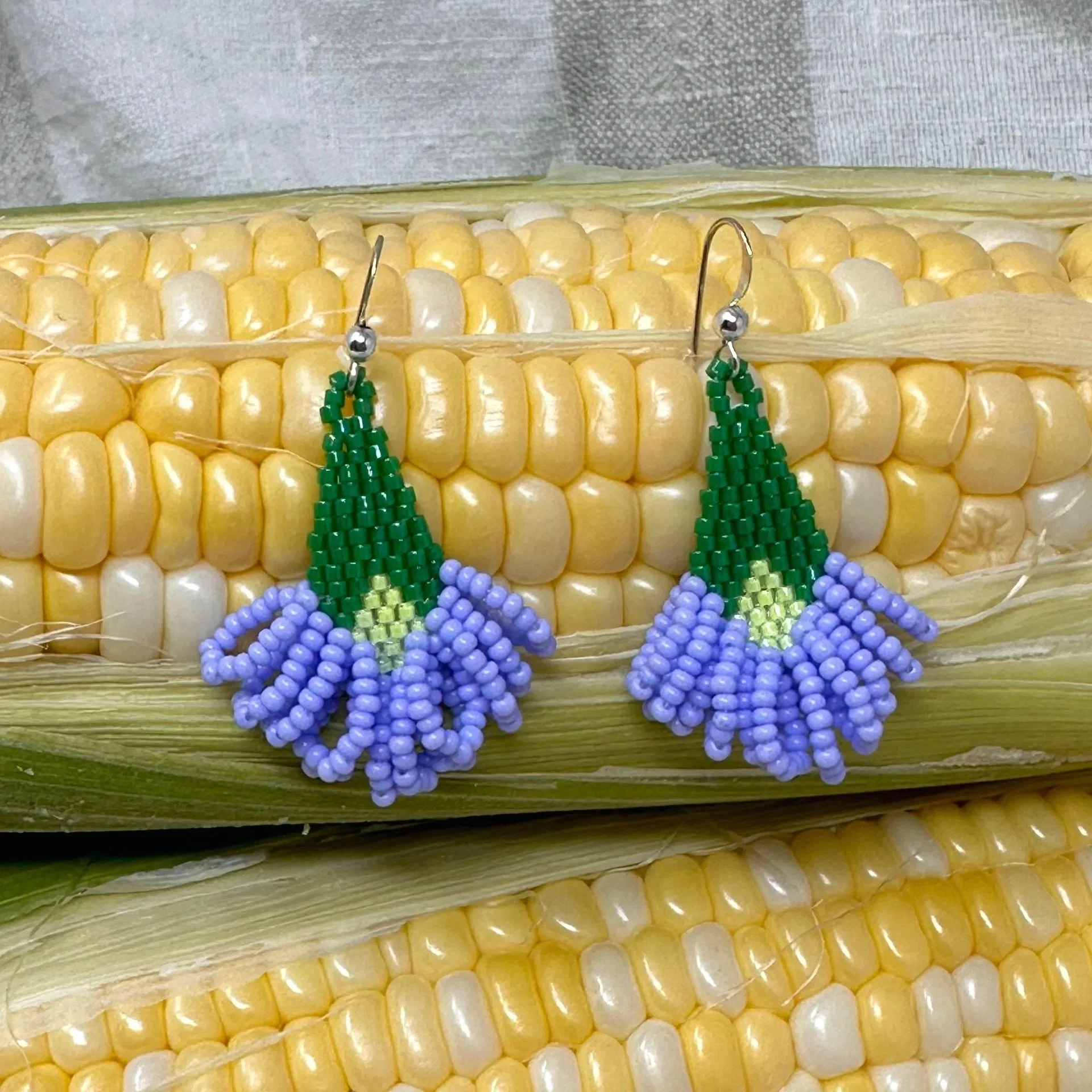 Cornflower Fringe Beaded Earrings