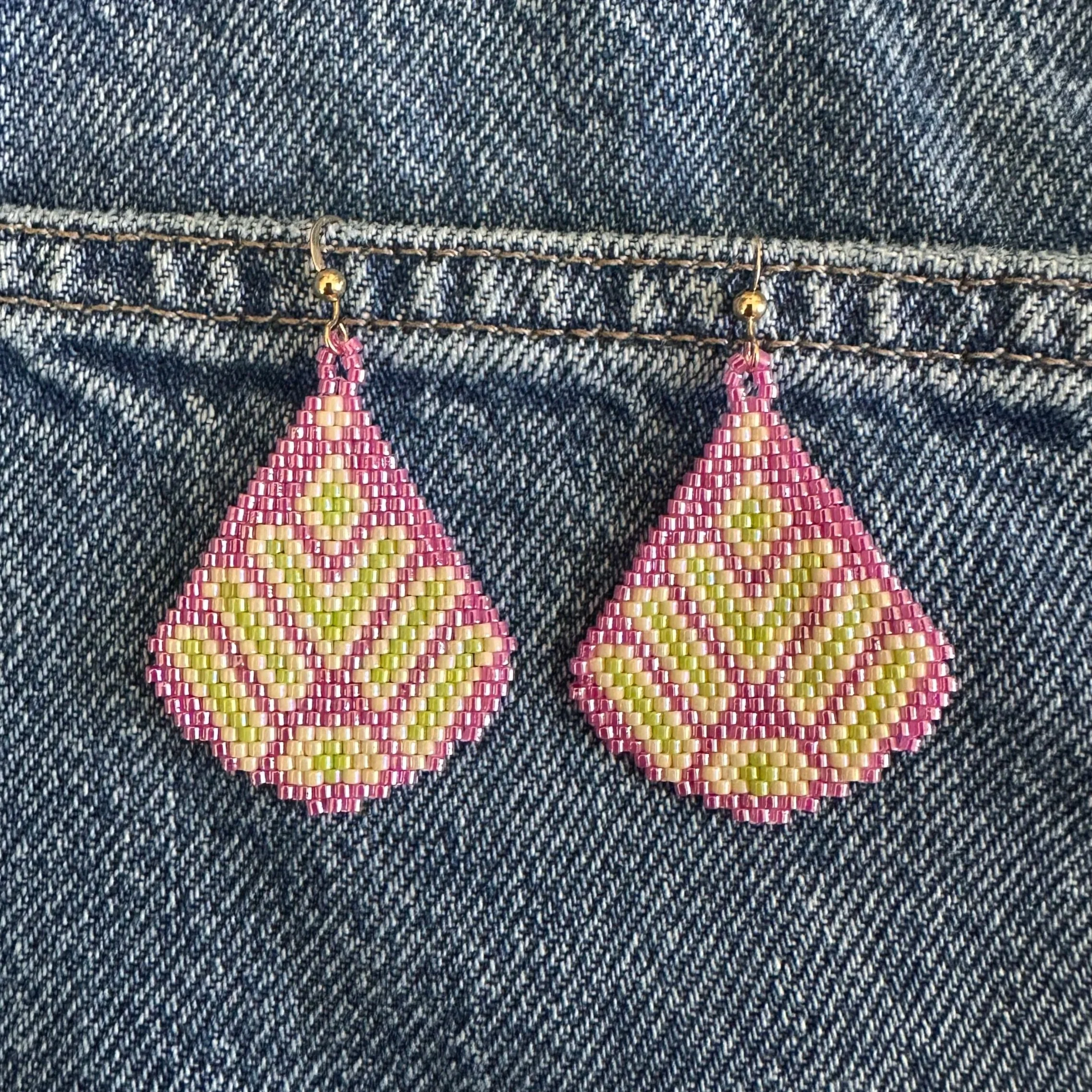 Bee Balm Patch Beaded Earrings