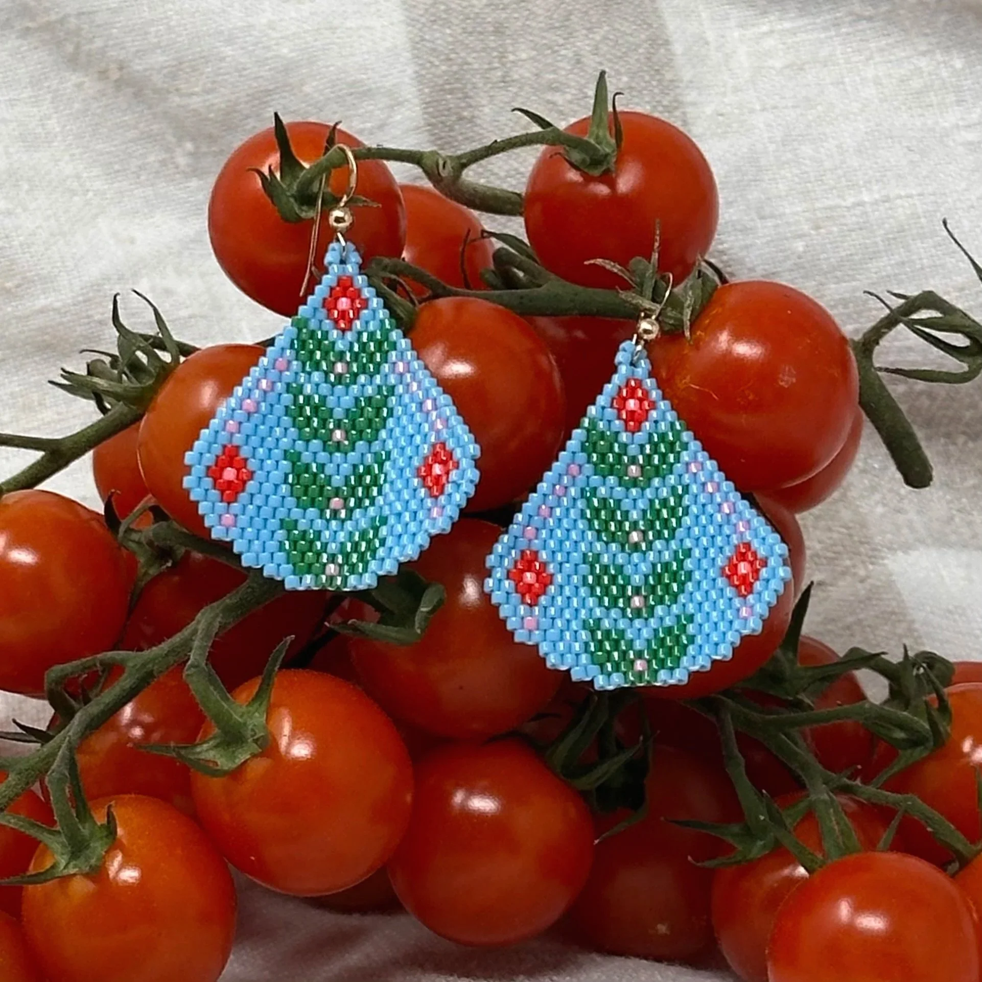 Wild Rose Vine Beaded Earrings