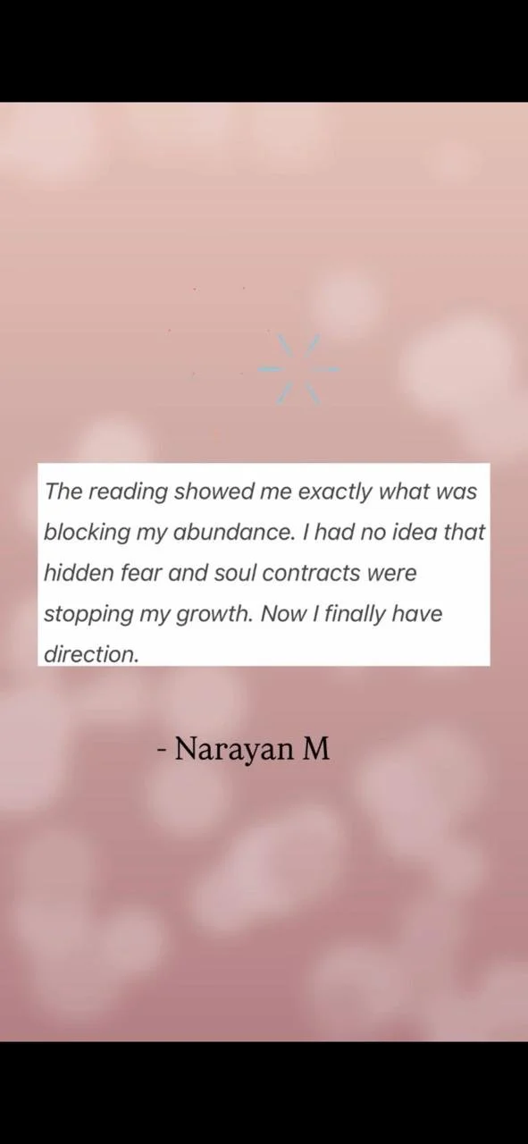 A pink background with soft bokeh effects featuring a quote by Narayan M about overcoming fears and finding direction.