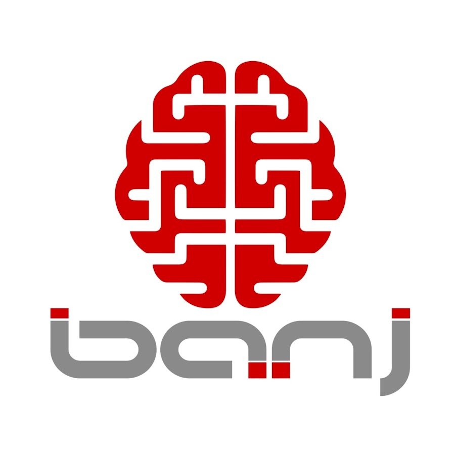 A stylized red brain logo with the word 'banj' in gray below, featuring red accents on the letters.