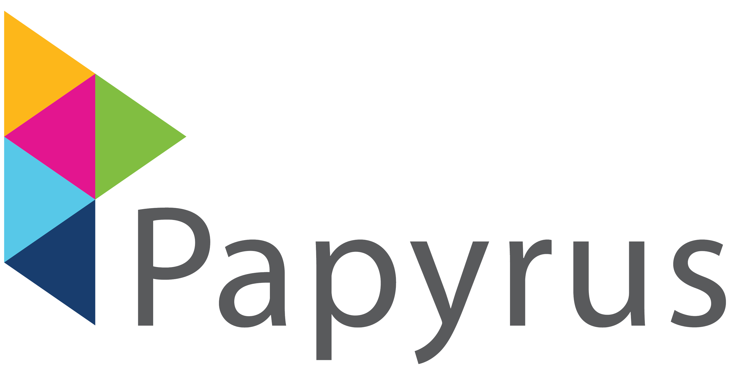 Colorful illustration with masks on the left and the words "Papyrus" in large font on the right.