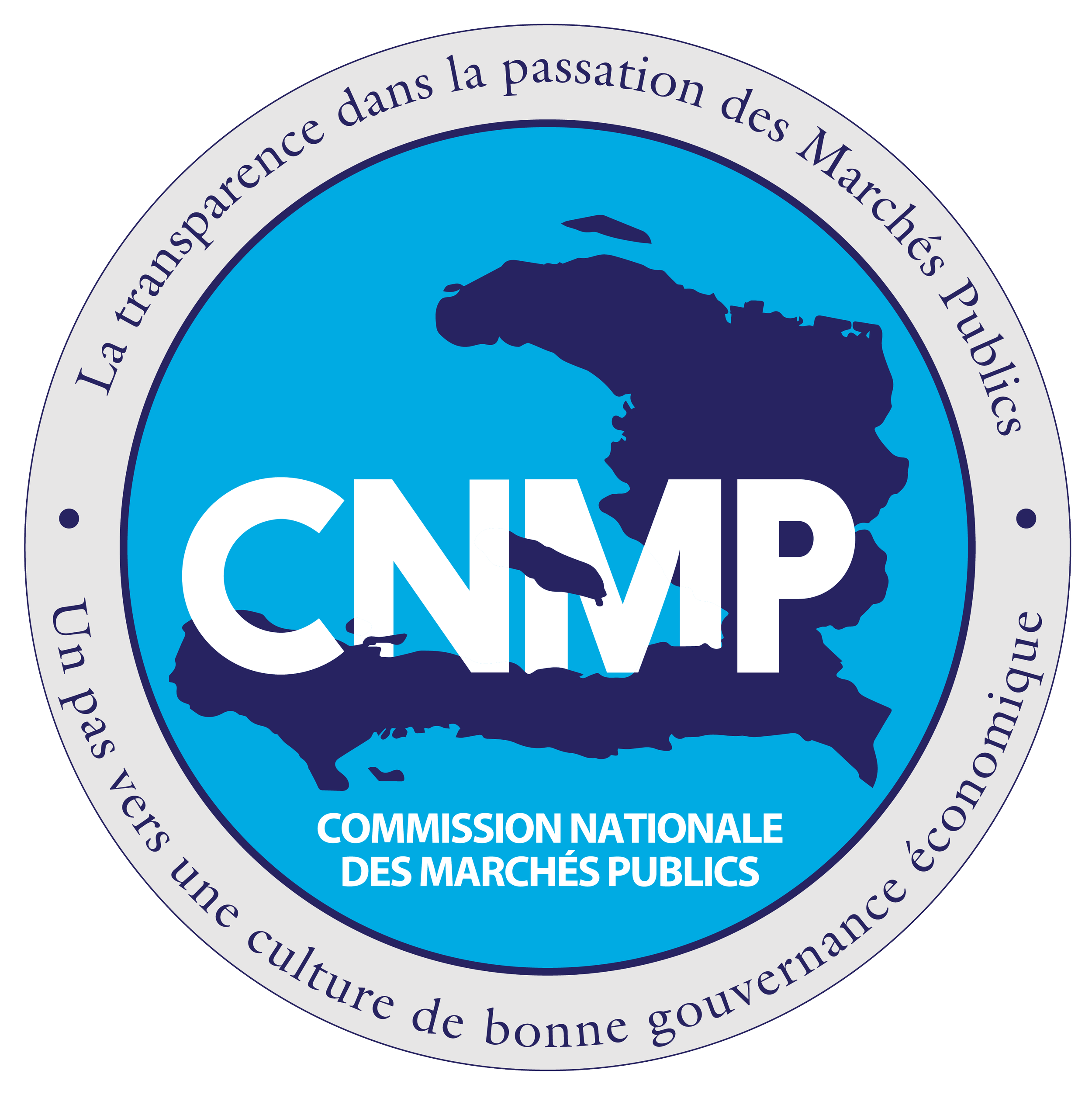 Logo of the French National Commission for Public Markets featuring a map of France, the acronym CNMP, and French text.