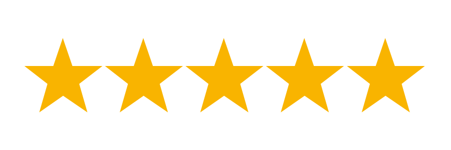 A five-star black gold rating chart with five filled gold stars