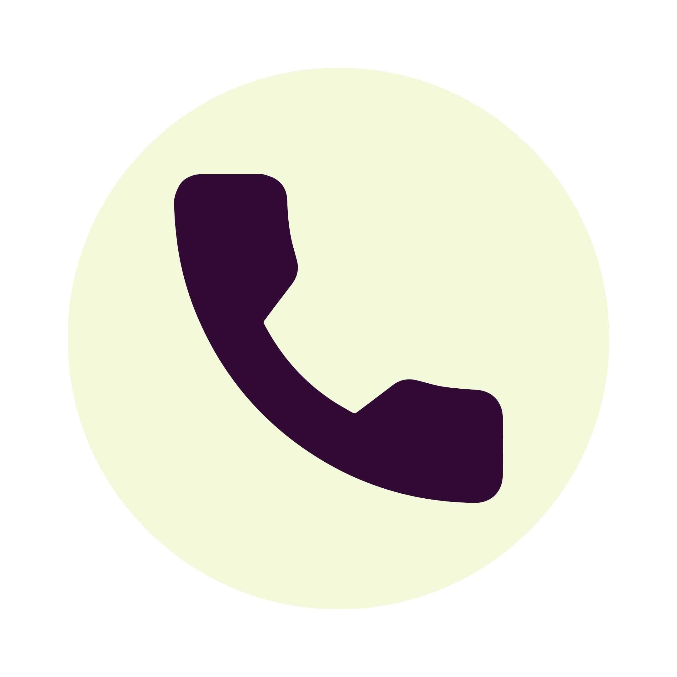 Silhouette of a telephone receiver inside a circle with a black background.