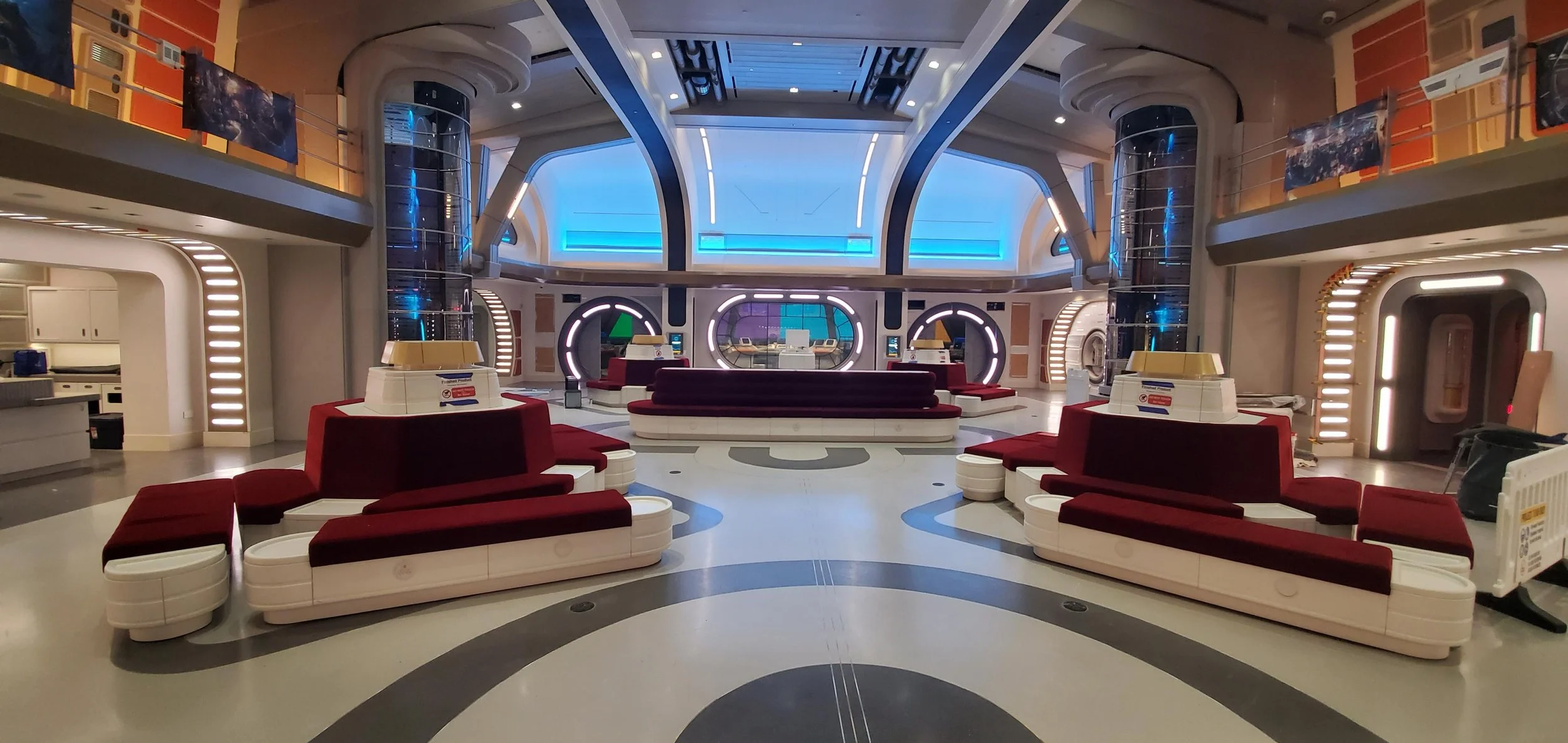 Project at the Disney Starcruiser Hotel featuring architectural millwork installation, Corian® solid-surface work, metal elements, and specialized FF&E installation by Metric Smart Solutions LLC. Our team Installed all materials privided by GC