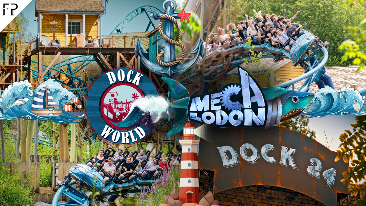 Group of people riding a roller coaster at an amusement park.