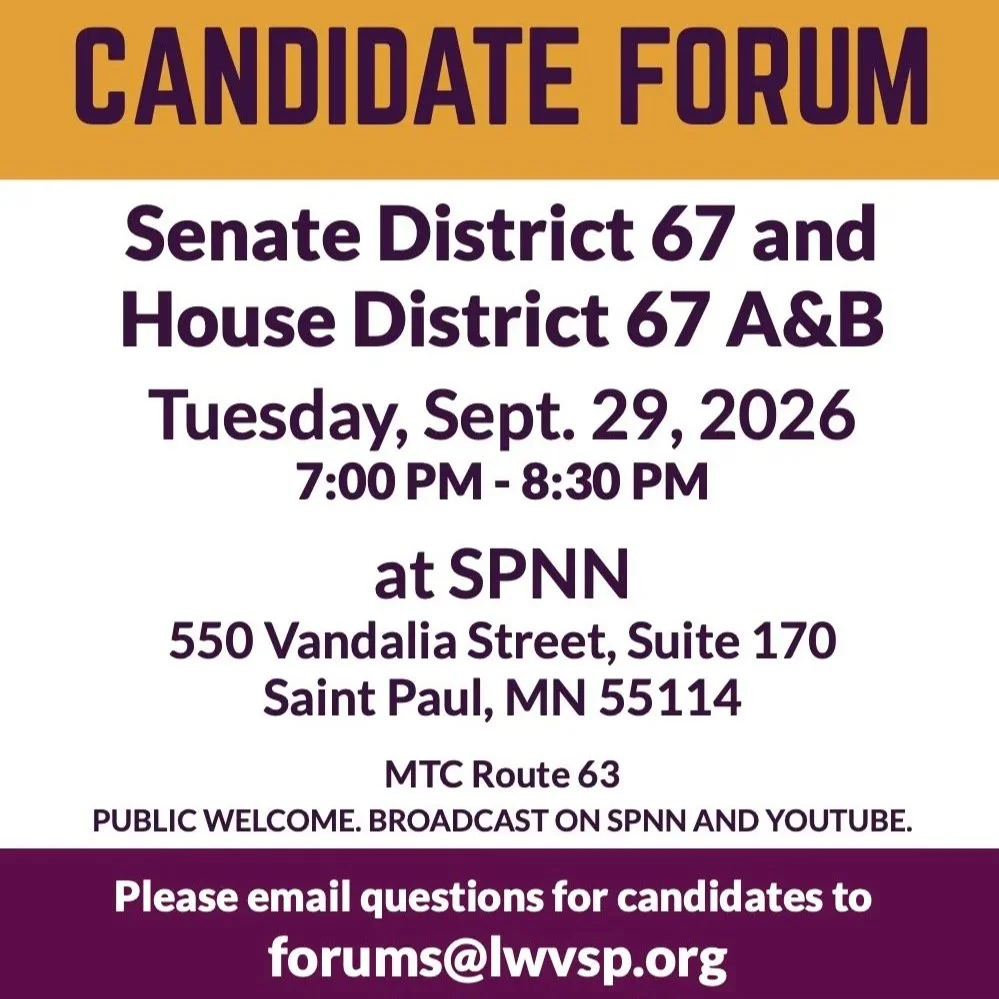 Sept. 29 - Candidate Forum: MN Senate District 67 and MN House Districts 67A &amp; 67B