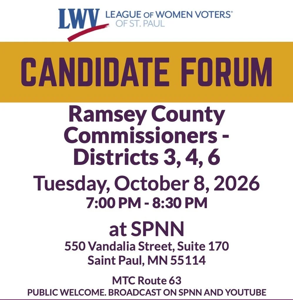 Oct. 8 - Candidate Forum: Ramsey County Commissioners Districts 3, 4, and 6