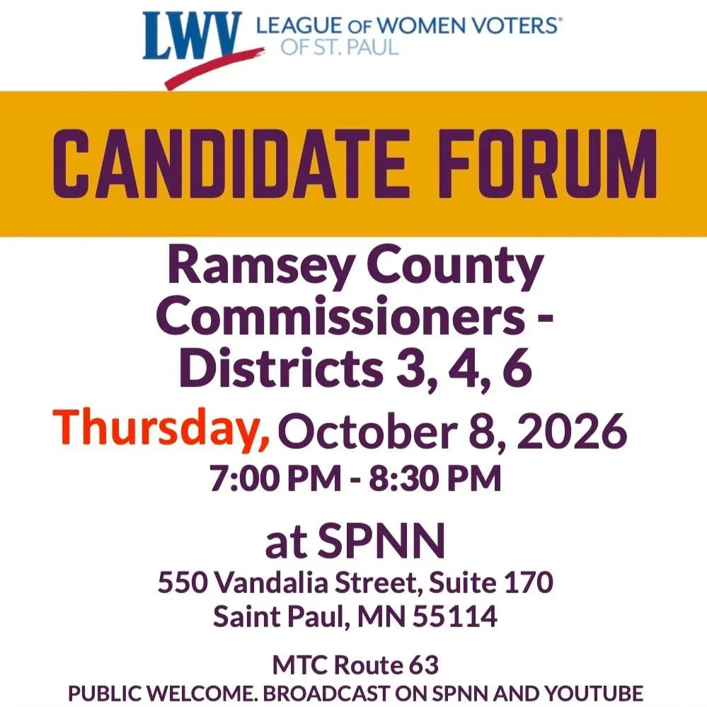 Oct. 8 - Candidate Forum: Ramsey County Commissioners Districts 3, 4, and 6