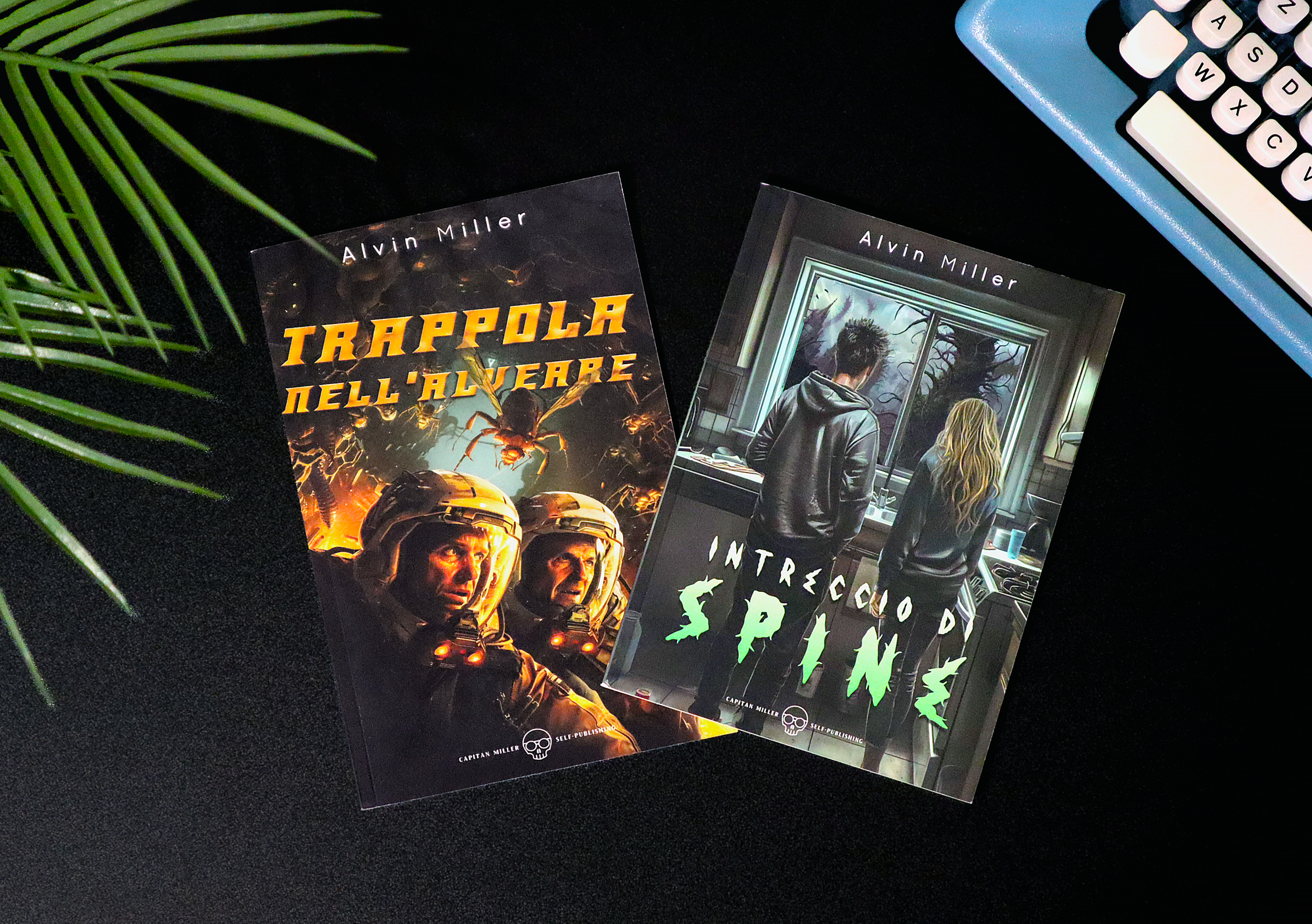 Foto ambientata dei due libri di Alvin Miller: Trappola Nell’Alveare, Intreccio di Spine