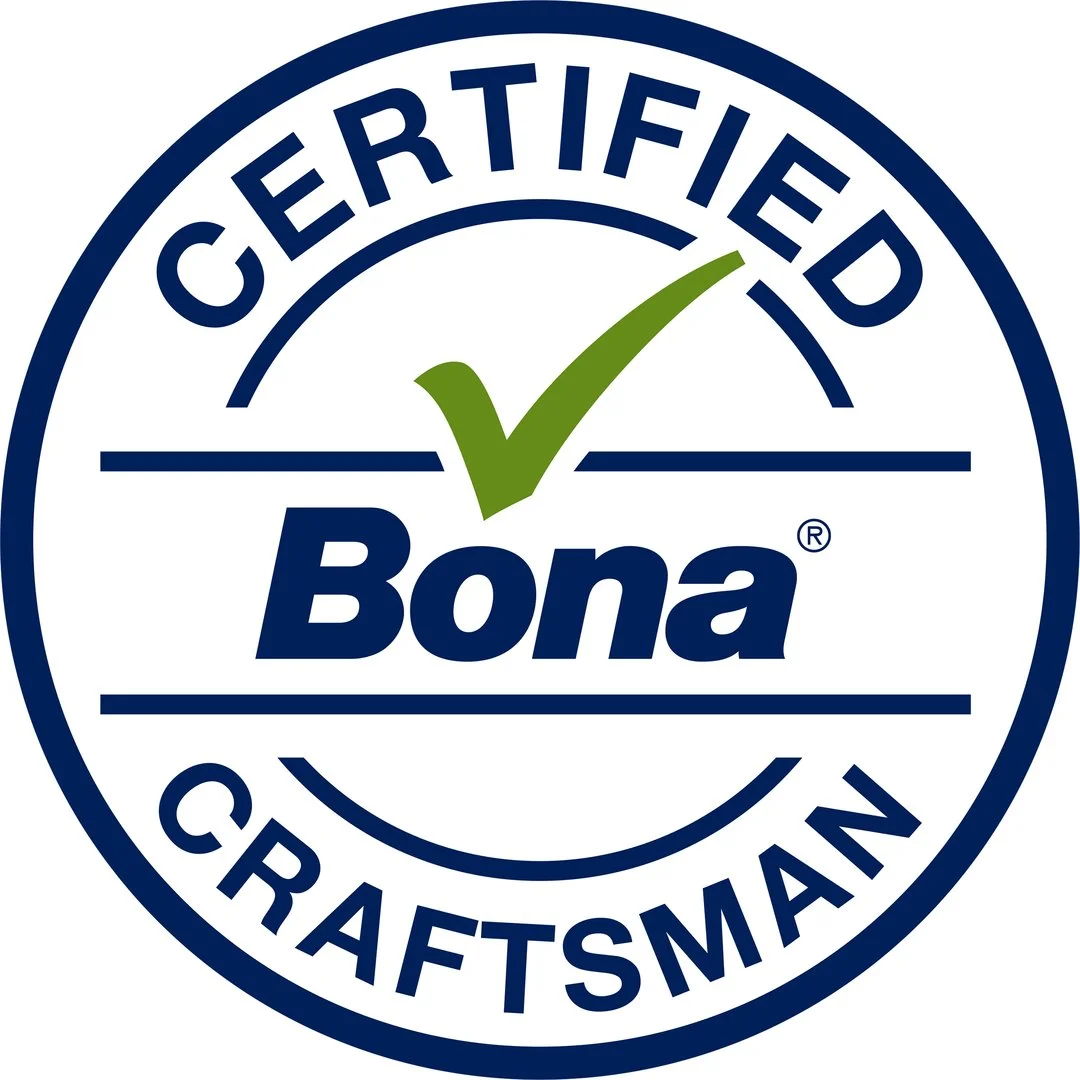 Certified Bona Craftsman logo with a blue circle, green checkmark, and black text.
