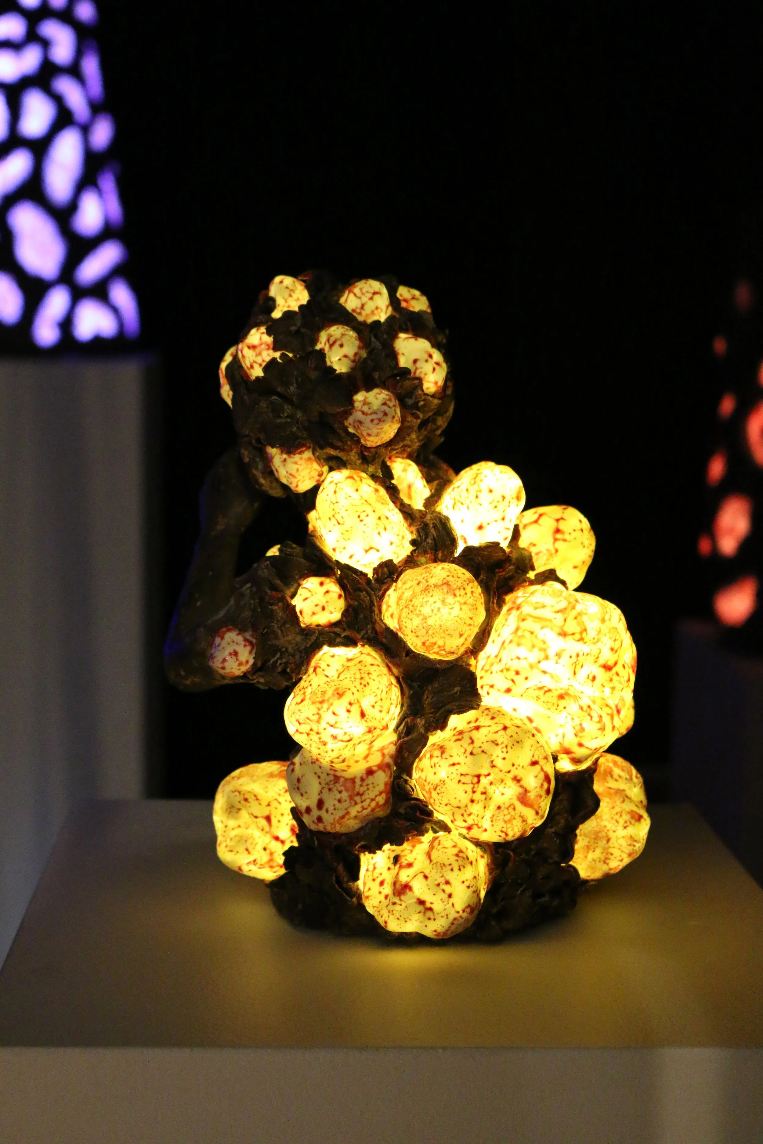 Something's Not Right, 2021, 6 x 8 x 10 inches, stoneware, porcelain, and internal LED components, electric-fired, cone 7