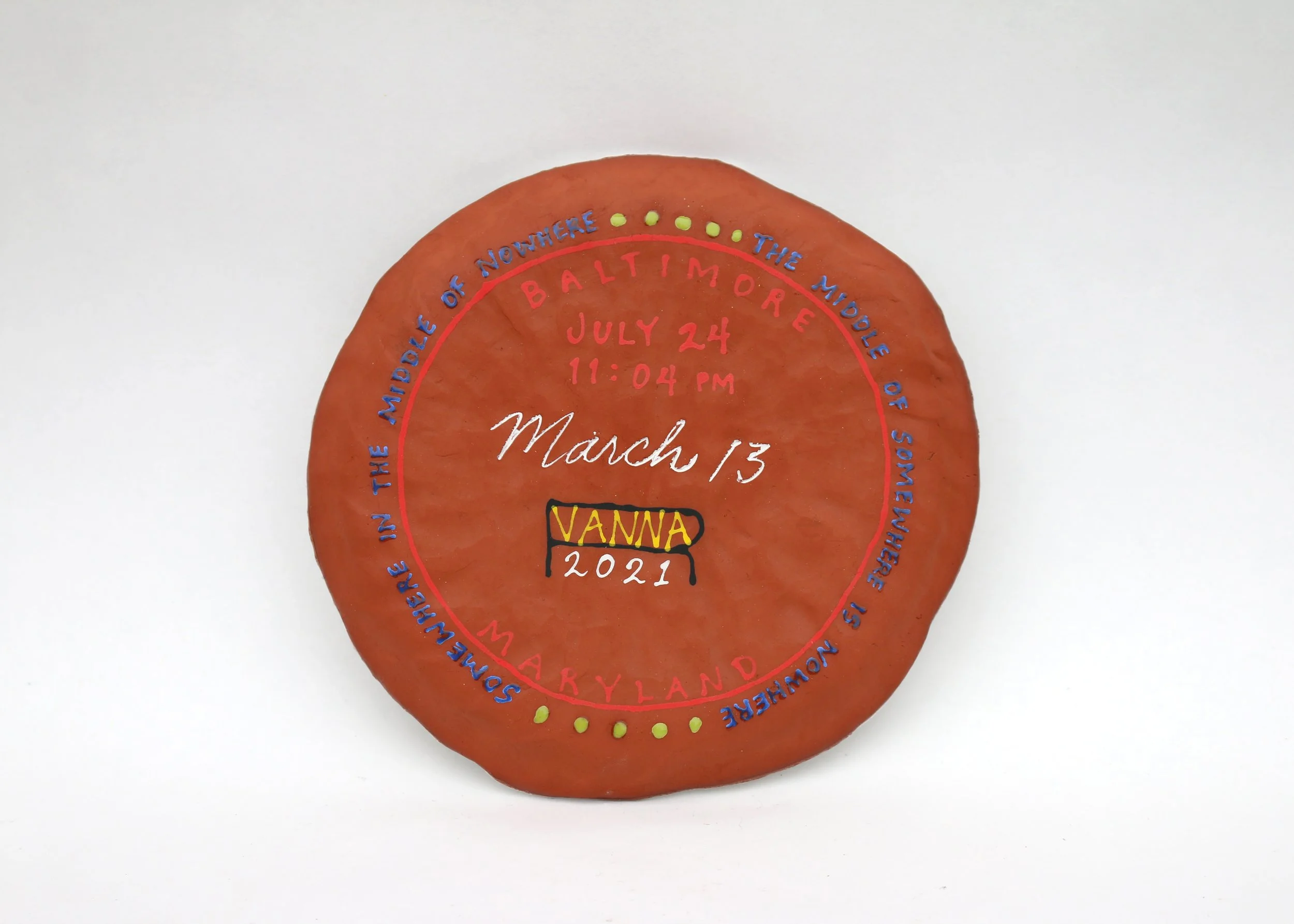 Potato City, 2021, 6.5 x 6.5 x 0.5 inches, earthenware (Bottom)