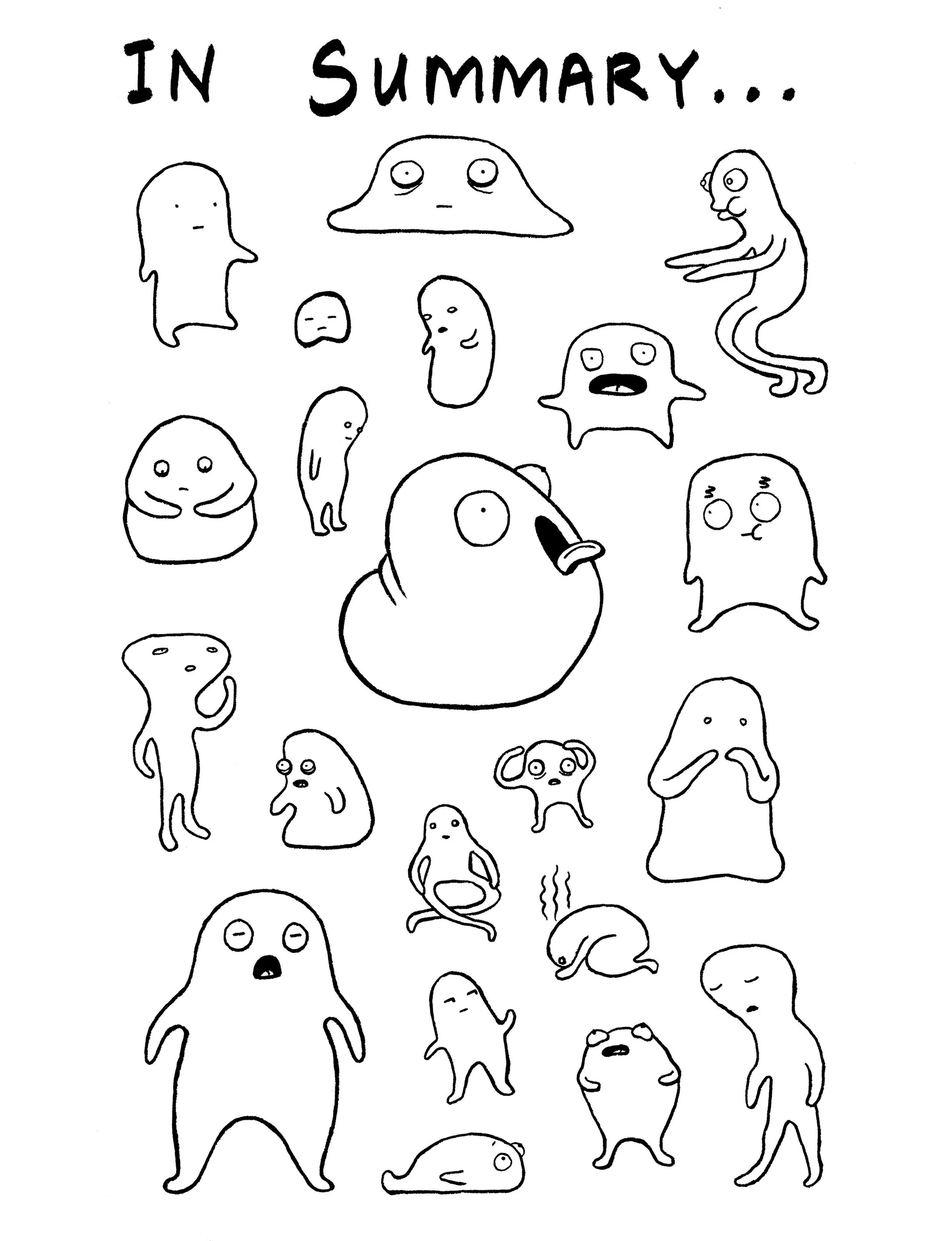 "In Summary",  2021, micron pen, paper, 5 x 7 inches