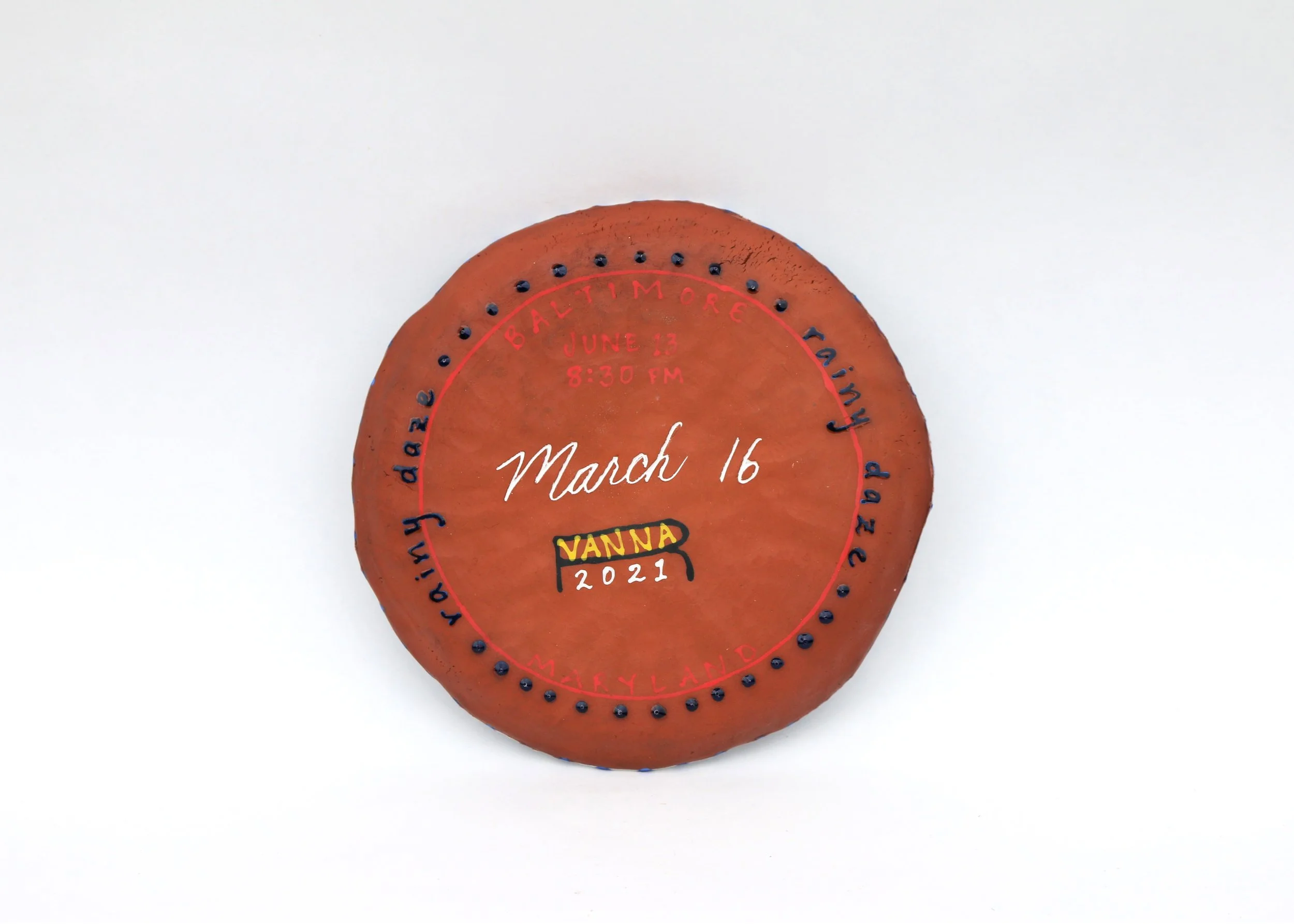 Rainy Daze, 2021, 6.5 x 6.5 x 0.5 inches, earthenware (Bottom)