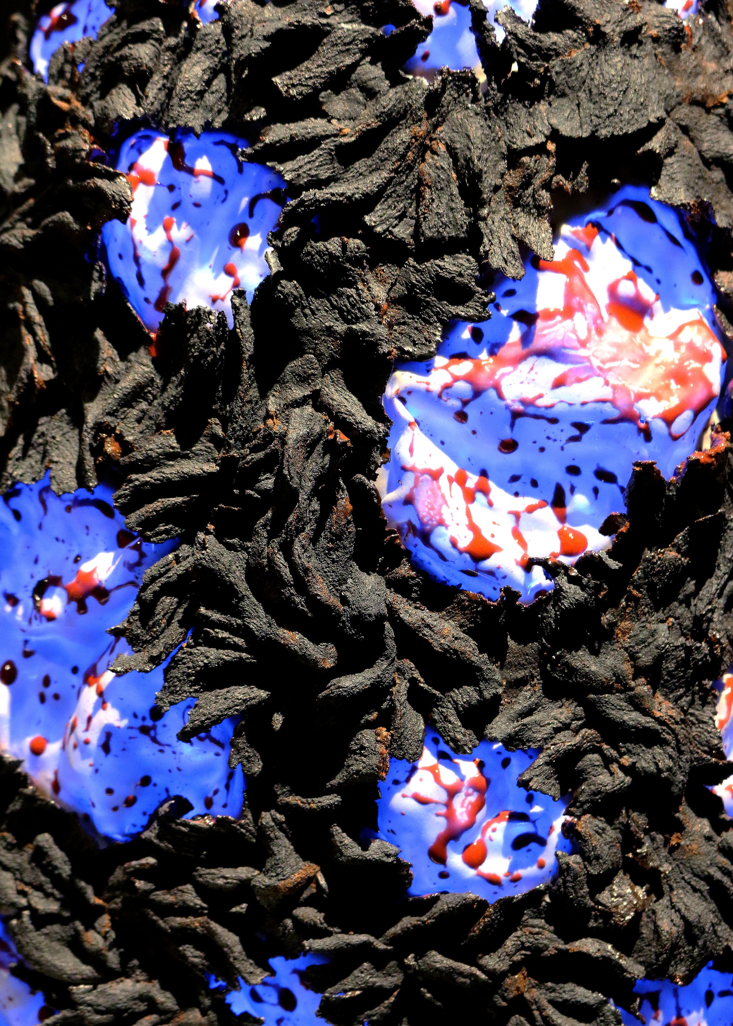 Hiding, 2022, 14 x 16 x 22 inches, stoneware, porcelain and internal LED component, cone 10, reduction-fired