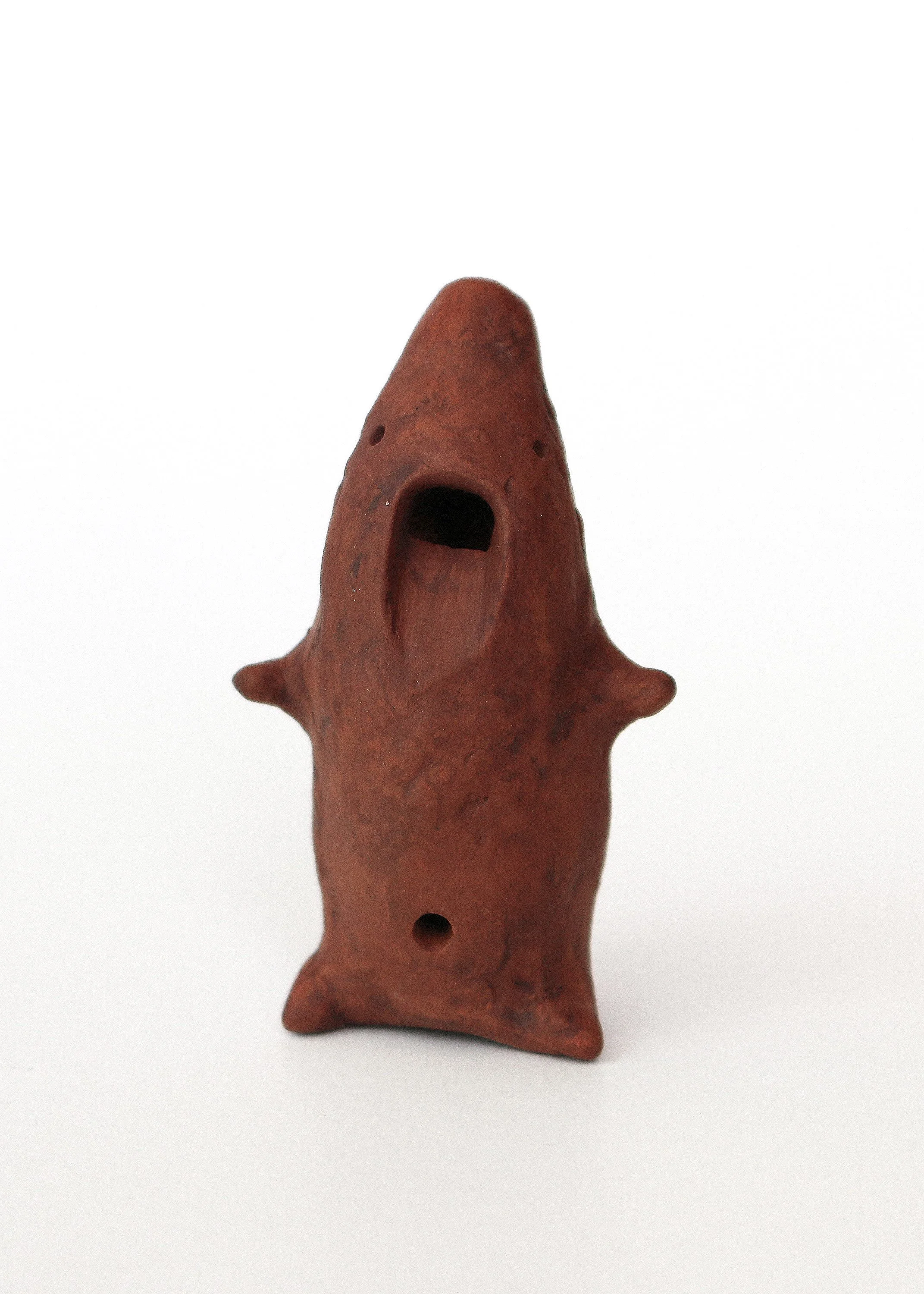 I Yam What I Yam and a Yam is All That I Yam, 2025, 2.25 x 1 x 1.5 inches, earthenware, electric-fired, cone 02 (A yam whistle to summon all true yams.)
