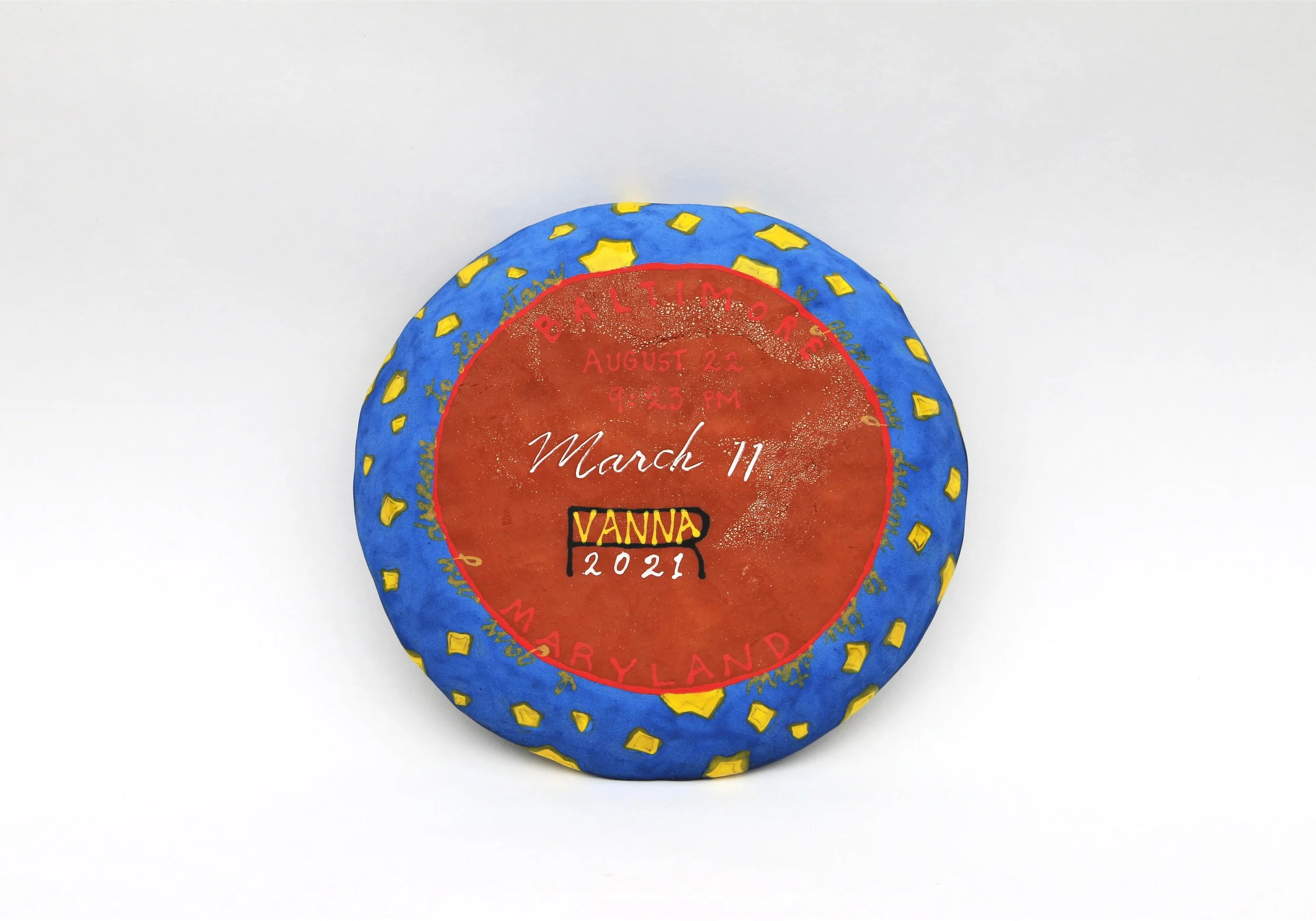 I Gave My Dreams to the Stars, 2021, 6.5 x 6.5 x 0.75 inches, earthenware (Bottom)