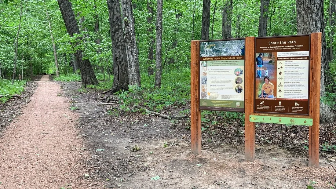Kiosk near the Underwood Recreation Center entrance